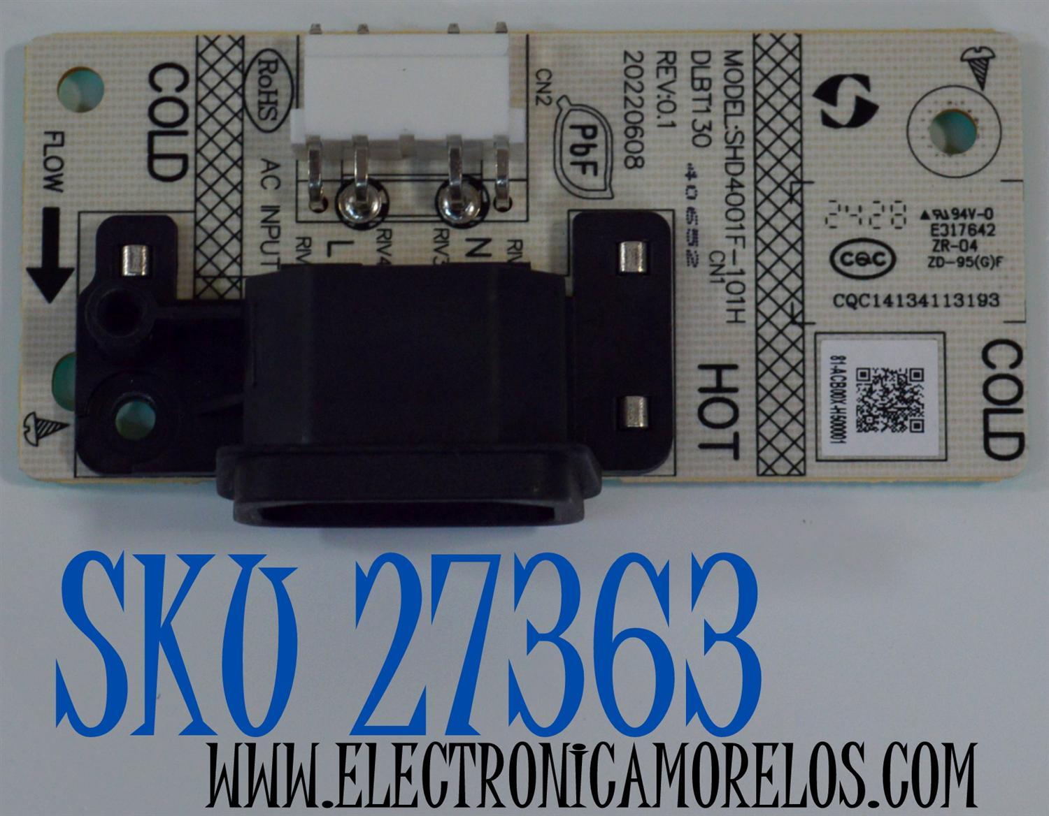 ADAPTADOR A/C ORIGINAL PARA FUENTE LG / NUMERO DE PARTE 81-ACB00X-H500001 / SHD4001F-101H / DLBT130 / CQC14134113193 / PANEL LVU980C0DAN / DISPLAY ST9751D01-4 VER.2.2 / BOARD ST9751D01-1-XLL-1 / ST9751D01-1-XRR-1 / ST9751D01-1-XLR-1 / MODELO 98UT9000PUA
