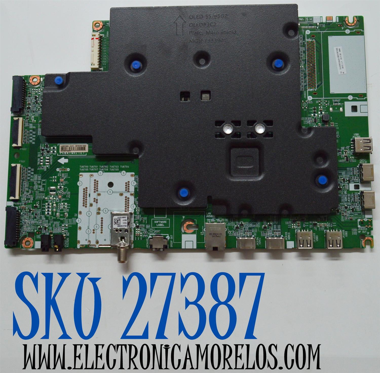 MAIN ORIGINAL PARA TV LG / NUMERO DE PARTE EBT67871002 / EAX70015407 / EAX70015407(1.0) / 67871002 / TU6700 / TU6701 / TU6702 / TU6703 / TU6704 / TU6705 / TU6707 / TU6708 / TU6709 / PANEL LE830AQU (ES)(B2) / MODELO OLED83C4AUA / OLED83C4AUA.BUSYLJR