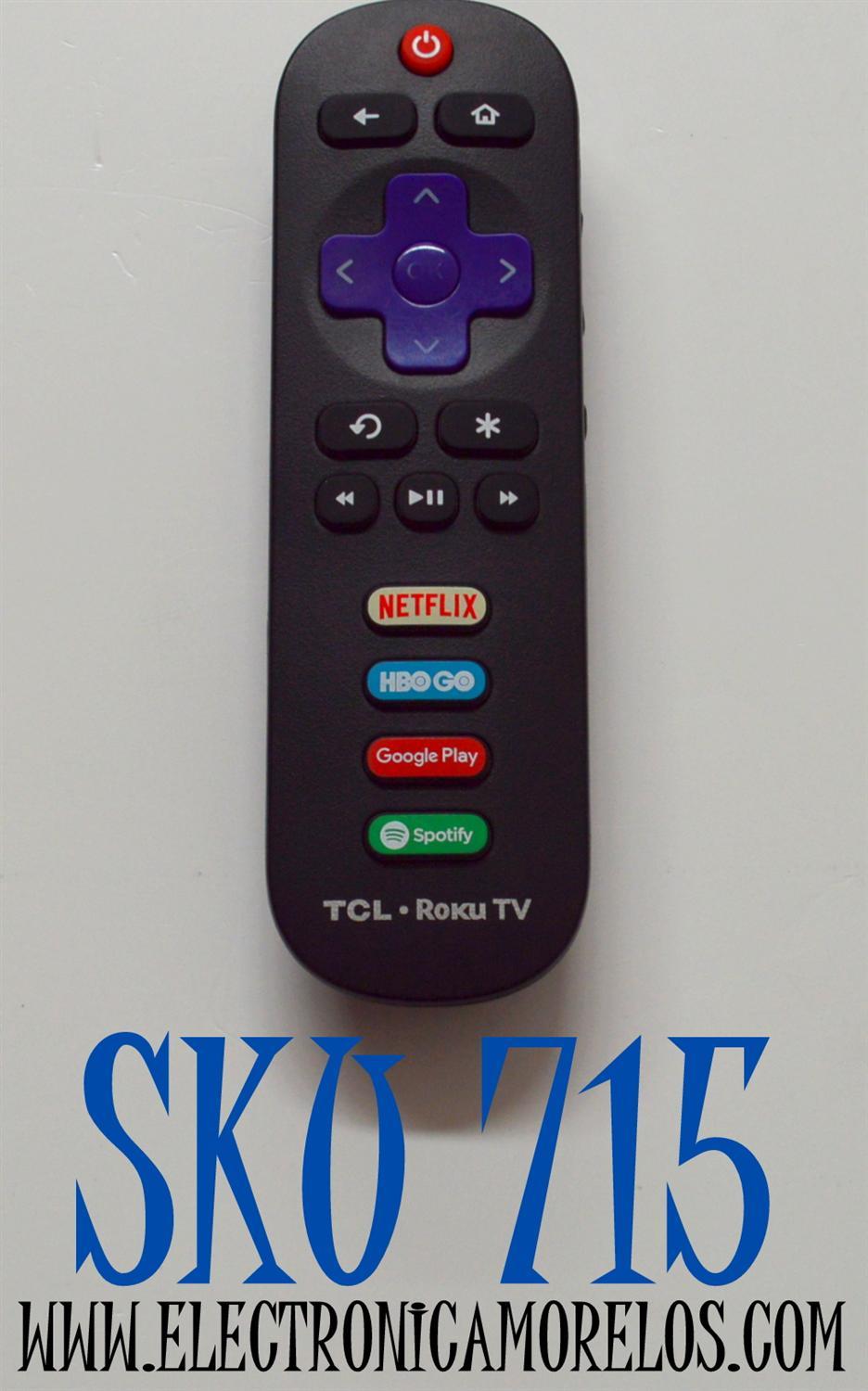 CONTROL REMOTO ORIGINAL PARA TV TCL ROKU TV / NUMERO DE PARTE GZL-P20055-C08