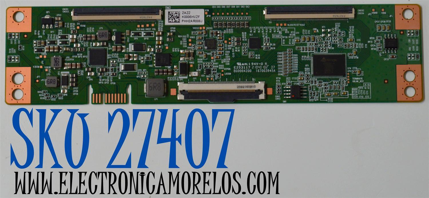 T-CON ORIGINAL PARA TV SHARP / NUMERO DE PARTE K0006HVZF / 167003945A / BG0004200 / ZAZZ / PHH2A R008J / PANEL K650WDF / DISPLAY JR645R3HA3L / MODELO 4P-B65EJ2U