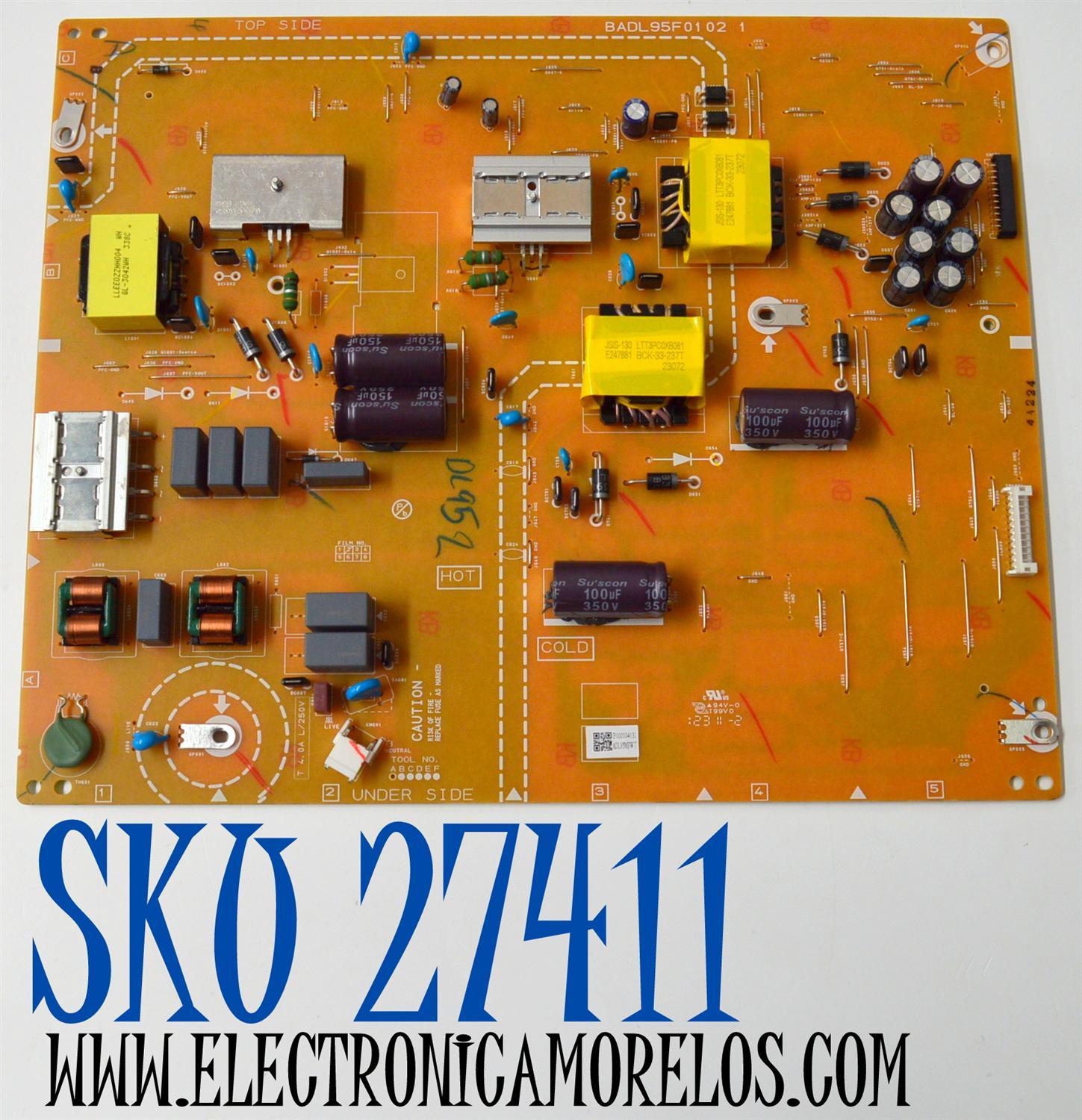 FUENTE DE PODER ORIGINAL PARA TV PHILIPS / NUMERO DE PARTE ADL95MPW / BADL95F01 02 1 / ADL95MPWT / P000004131 / PANEL BOEI750WQ1-F9B / DISPLAY HV750QUB-F9B / BOARD HV750QUB_F9A_XPCB_R_V01 / HV750QUB_F9A_XPCB_L_V01 / MODELO 75PUL7552/F7