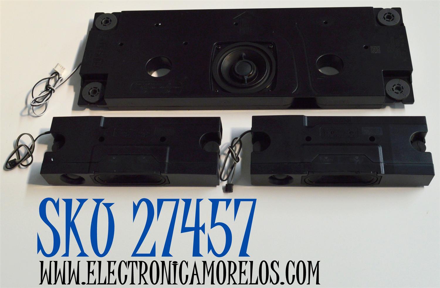 KIT DE BOCINAS ORIGINAL PARA TV TCL 3 PIEZAS / NUMERO DE PARTE 12302-500216 / 12302-500227 / 122128 / BE035025-C1-X1 / Z24E08 / SW/YX144-1 / 6Ω / 20W / 6Ω / 15W / MODELO 75QM751G