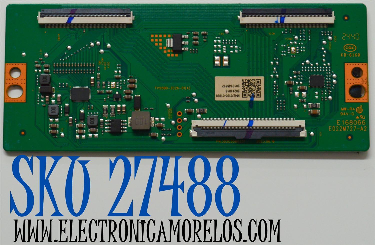 T-CON ORIGINAL PARA TV VIZIO / NUMERO DE PARTE 513C55B0M42 / TV55B0-ZC26-01(A) / E022M727-A2 / 303C55B0231 / M24/0105-01888 / 2010146612 / DISPLAY ST4951D01-1 VER.2.2 / MODELO V4K50M-0810 / V4K50M-0810 LMC1T8MA