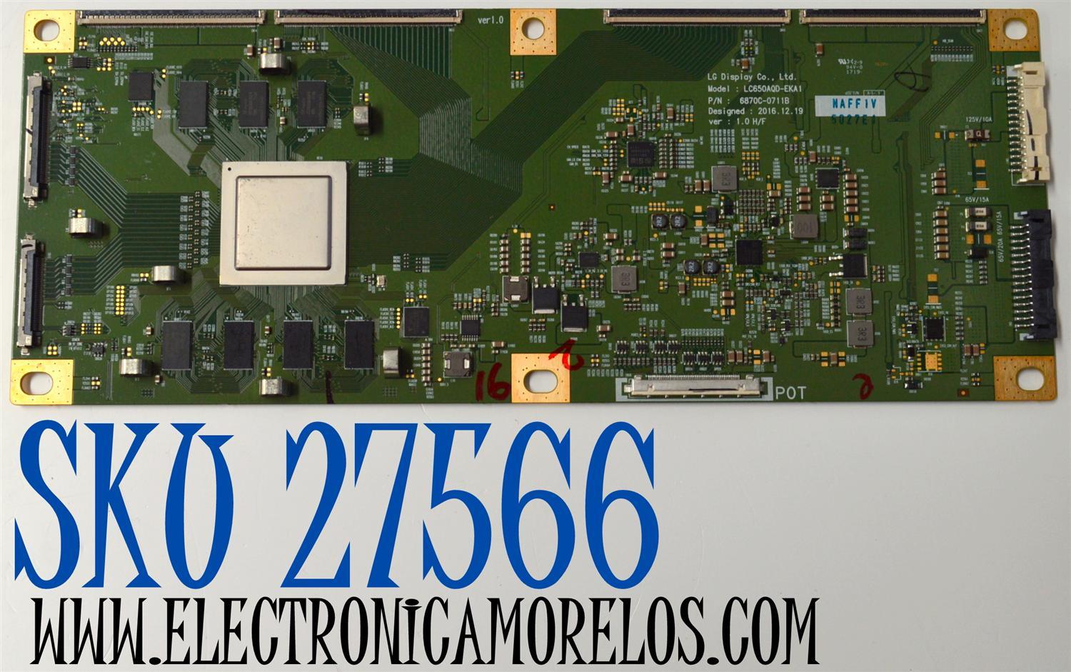 T-CON ORIGINAL PARA TV LG / NUMERO DE PARTE 6871L-5027E / 6870C-0711B / LC650AQD-EKA1 / 5027E / PANEL LC650AQD (GK)(A2) / MODELO OLED65E7P-U / OLED65E7P-U.BUSYLJR