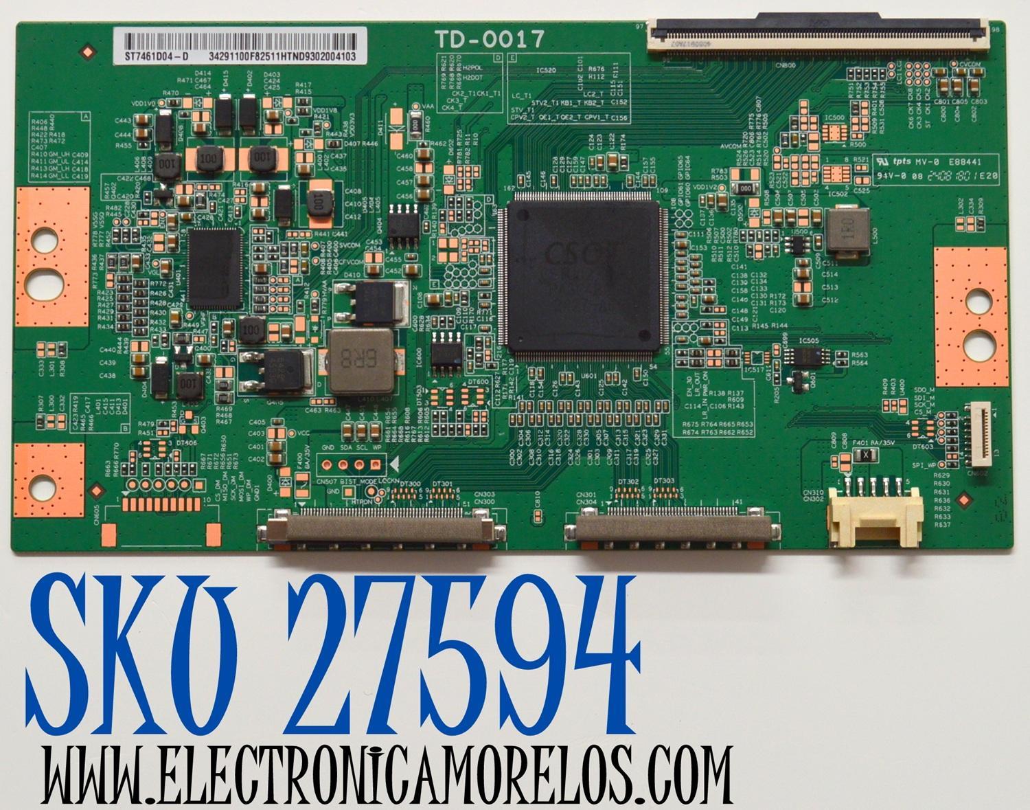 T-CON ORIGINAL PARA TV SONY / NUMERO DE PARTE 34291100F825 / TD-0017 / ST7461D04-D / 34291100F82511HTND / PANEL YDEO075MDS02 / DISPLAY ST7461D04-D V2.1 / BOARD ST7461D04-6-XR-1 / ST7461D04-6-XL-1 / ST7461D04-6-XM-1 / MODELO K-75XR90C / K75XR90C