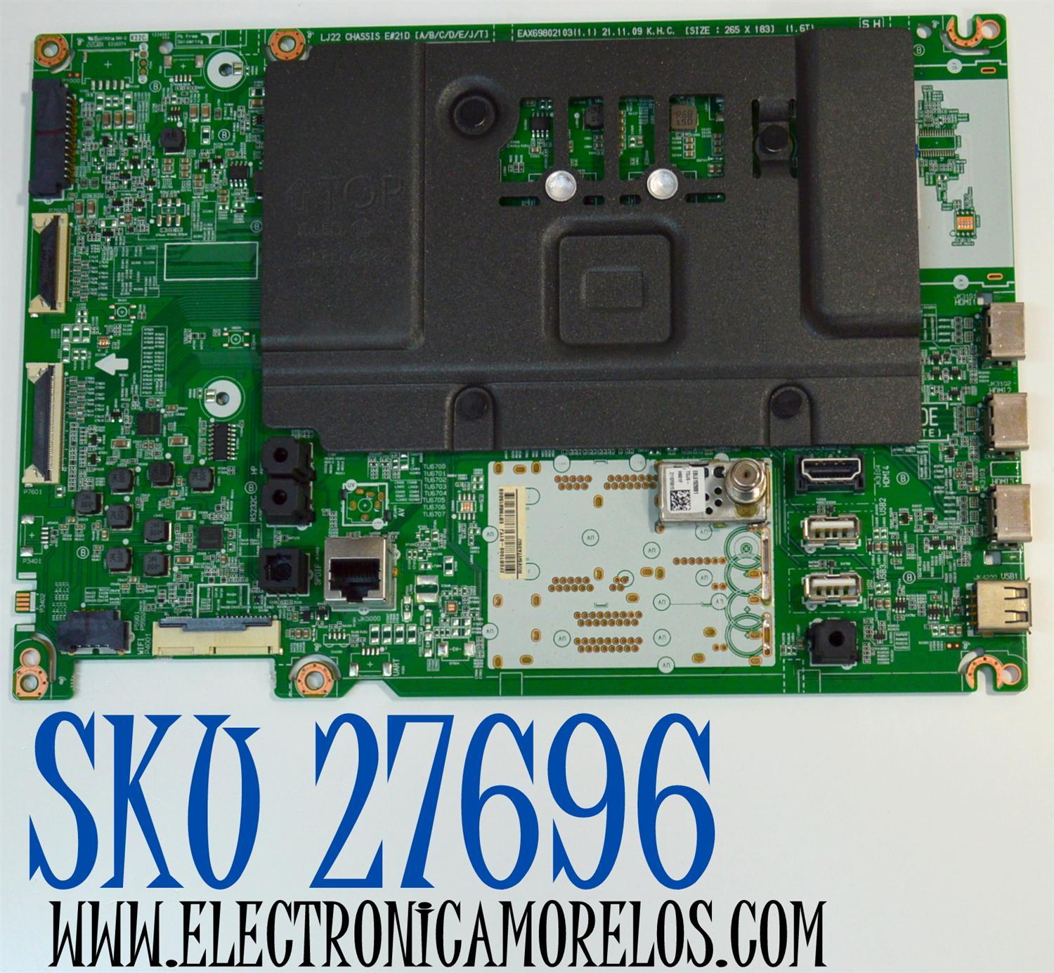 MAIN ORIGINAL PARA TV LG 4K UHD HDR SMART TV / NUMEOR DE PARTE EBT66915009 / EAX69802103 / EAX69802103(1.1) / 66915009 / PANEL AC480AQL / MODELO OLED48C2AUA / OLED48C2AUA.DUSQLJR