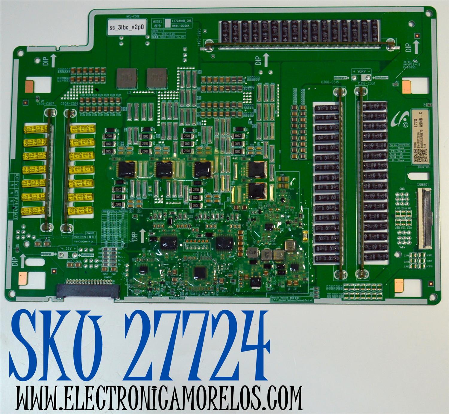 LED DRIVER ORIGINAL PARA TV SAMSUNG / NUMERO DE PARTE BN44-01226A / L77QA9NB_CHS / BN4401226A / PANEL CY-AD077FLLV2H / MODELO QN77S95DDFXZA FD01 / QN77S95DAFXZA