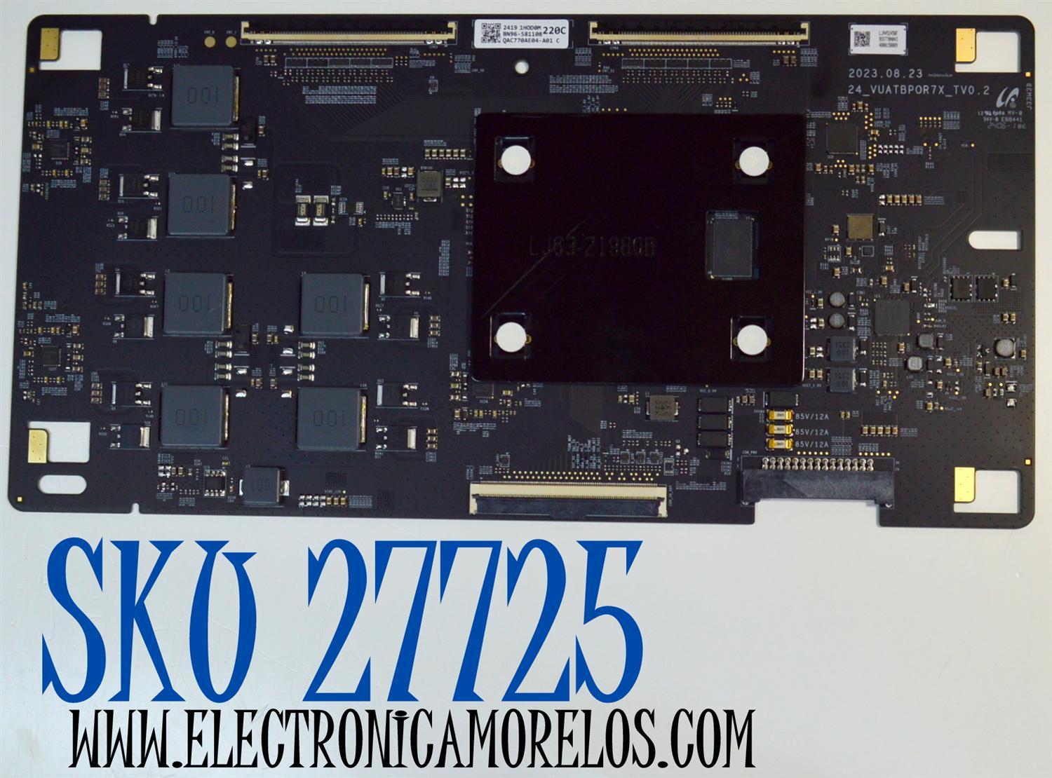 T-CON ORIGINAL PARA TV SAMSUNG / NUMERO DE PARTE BN96-58110B / 24_VUTBP0R7X_TV0.2 / LJ9452450F / BS770N043 / 4000150009 / PANEL CY-AD077FLLV2H / MODELO QN77S95DDFXZA FD01 / QN77S95DAFXZA