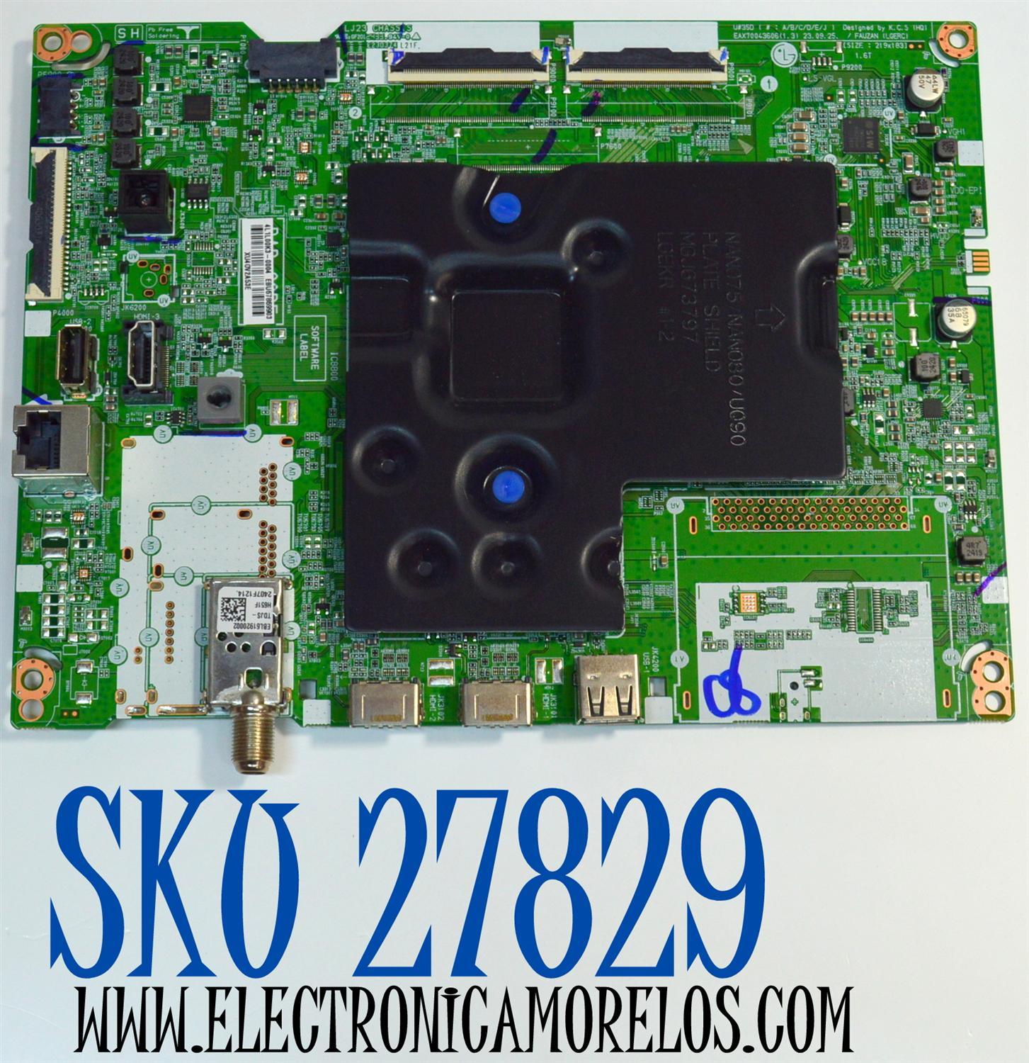 MAIN ORIGINAL PARA TV LG 4K UHD HDR SMART TV / NUMERO DE PARTE EBU67869903 / EAX70043606 / EAX70043606(1.3) / 67869903 / PANEL NC650TQG-AAKHA / DISPLAY LC650EQC (SP)(A5) / MODELO 65UT8000AUA / 65UT8000AUA.BUSYLJM