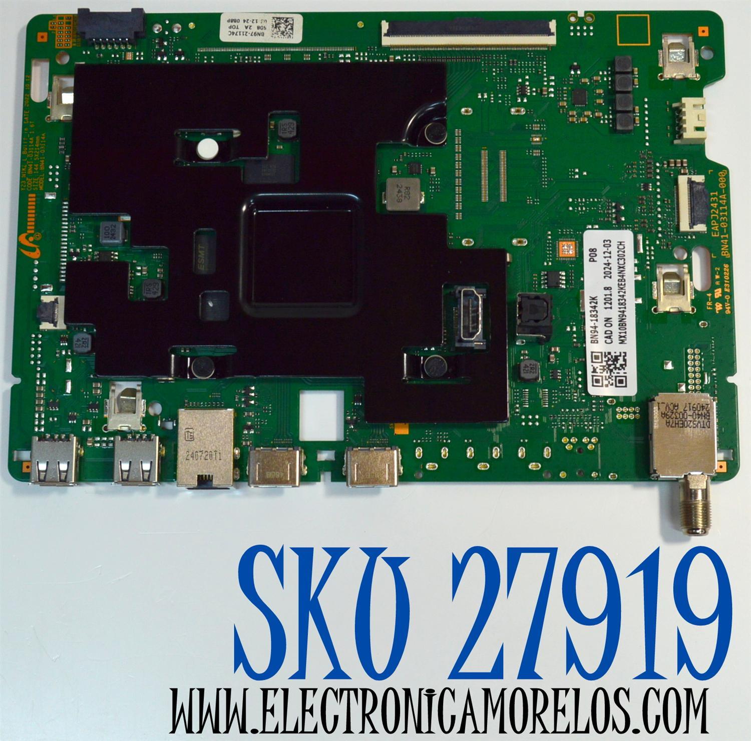 MAIN ORIGINAL PARA TV SAMSUNG / NUMERO DE PARTE BN94-18342K / BN41-03114A / BN41-03114 / BN41-03114A-000 / EAPJ2431 / BN9418342K / BN97-21174C / PANEL CY-QD075HGHV1H / DISPLAY ST7461D03-1 V2.1 / BN96-54531A / MODELO QN75Q60DDFXZA / QN75Q60DDFXZA CA02