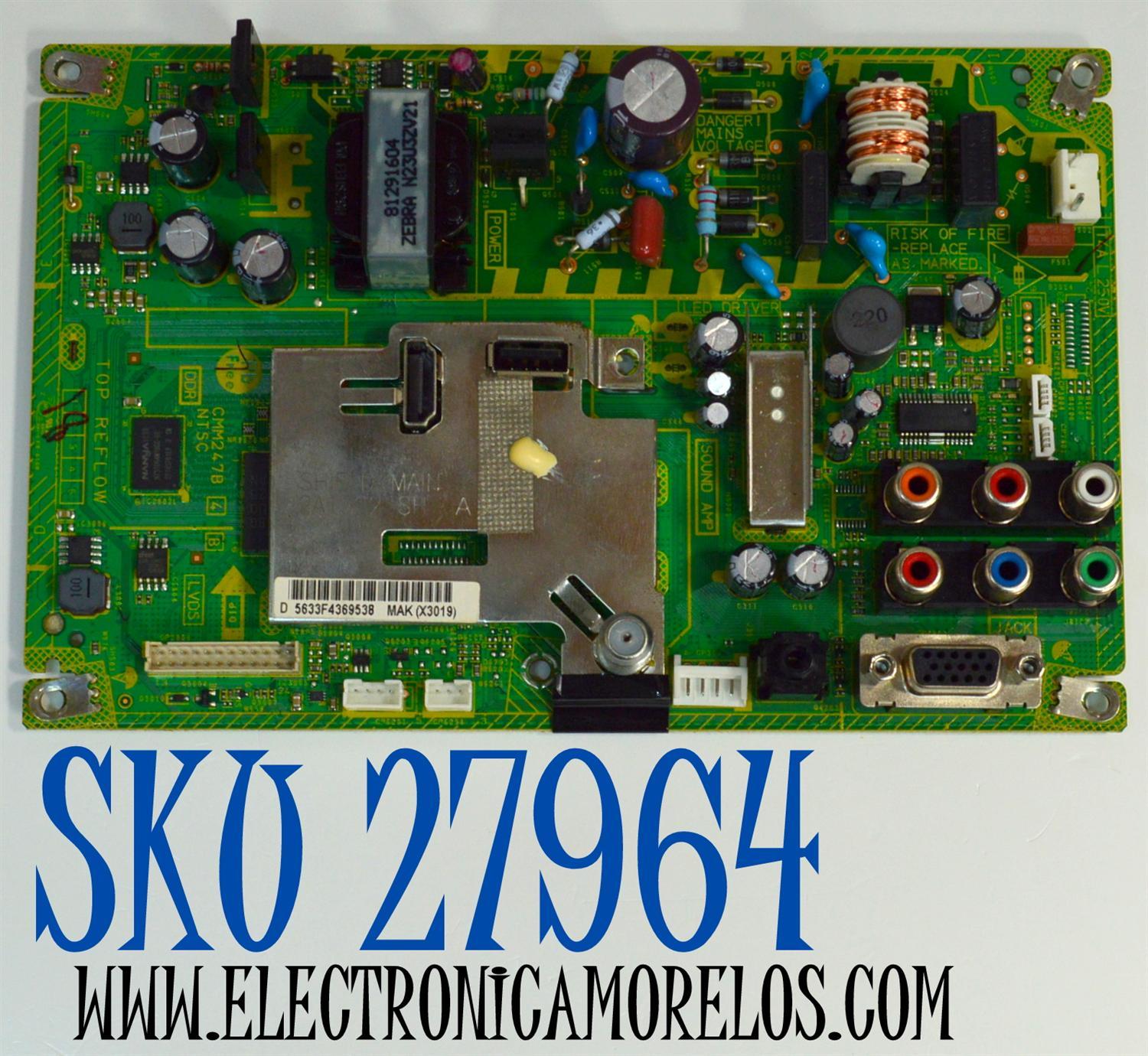 MAIN FUENTE COMBO ORIGINAL PARA TV SANSUI / NUMERO DE PARTE CAF1I36031 / CMM247B / NTSC / CAF1I36031(3RC-30W) / PANEL V236BJ1-P01 / DISPLAY V236BJ1-P02 REV.C1 / MODELO SLED2400 - Imagen 1