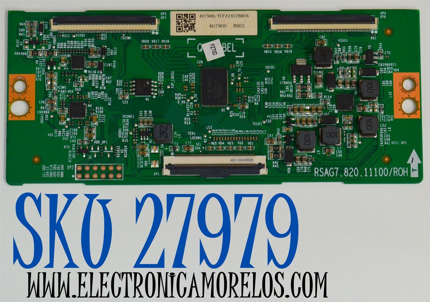 T-CON ORIGINAL PARA TV HISENSE / NUMERO DE PARTE 407900 / RSAG7.820.11100/ROH / HD650H1U51-TALB6 / DISPLAY T650QVN07.6 / MODELO 65QD65NF