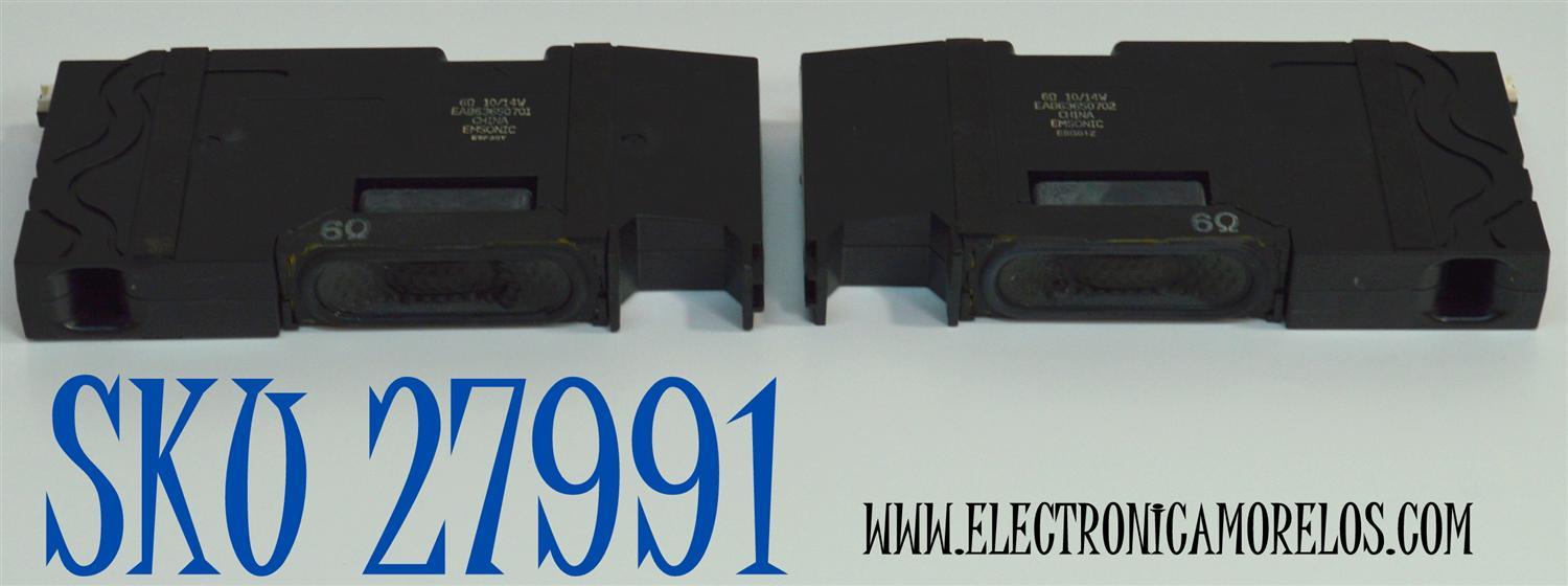 KIT DE BOCINAS ORIGINAL PARA TV LG 2 PIEZAS / NUMERO DE PARTE EAB63650701 / EAB63650702 / E5G01Z / E5F30Y / MODELO 49LF6300-UA / 65LX540S