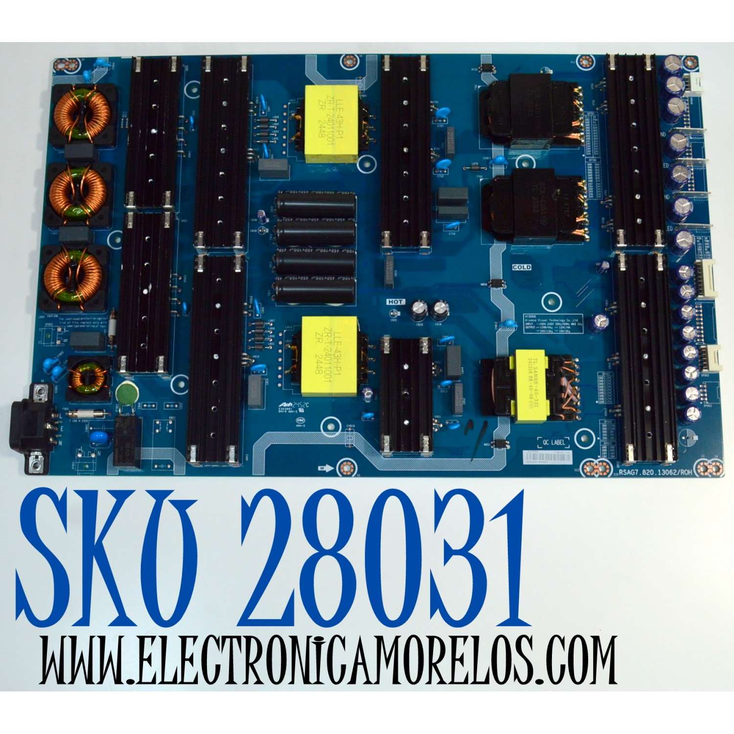 FUENTE DE PODER ORIGINAL PARA TV HISENSE / NUMERO DE PARTE 341996 / RSAG7.820.13062/ROH / 13062-AA / DPD251NX567 / PANEL HD100H7U62-L8 / DISPLAY PTA00GT01-3 VER.1.0 / MODELO 100U70N - Imagen 1