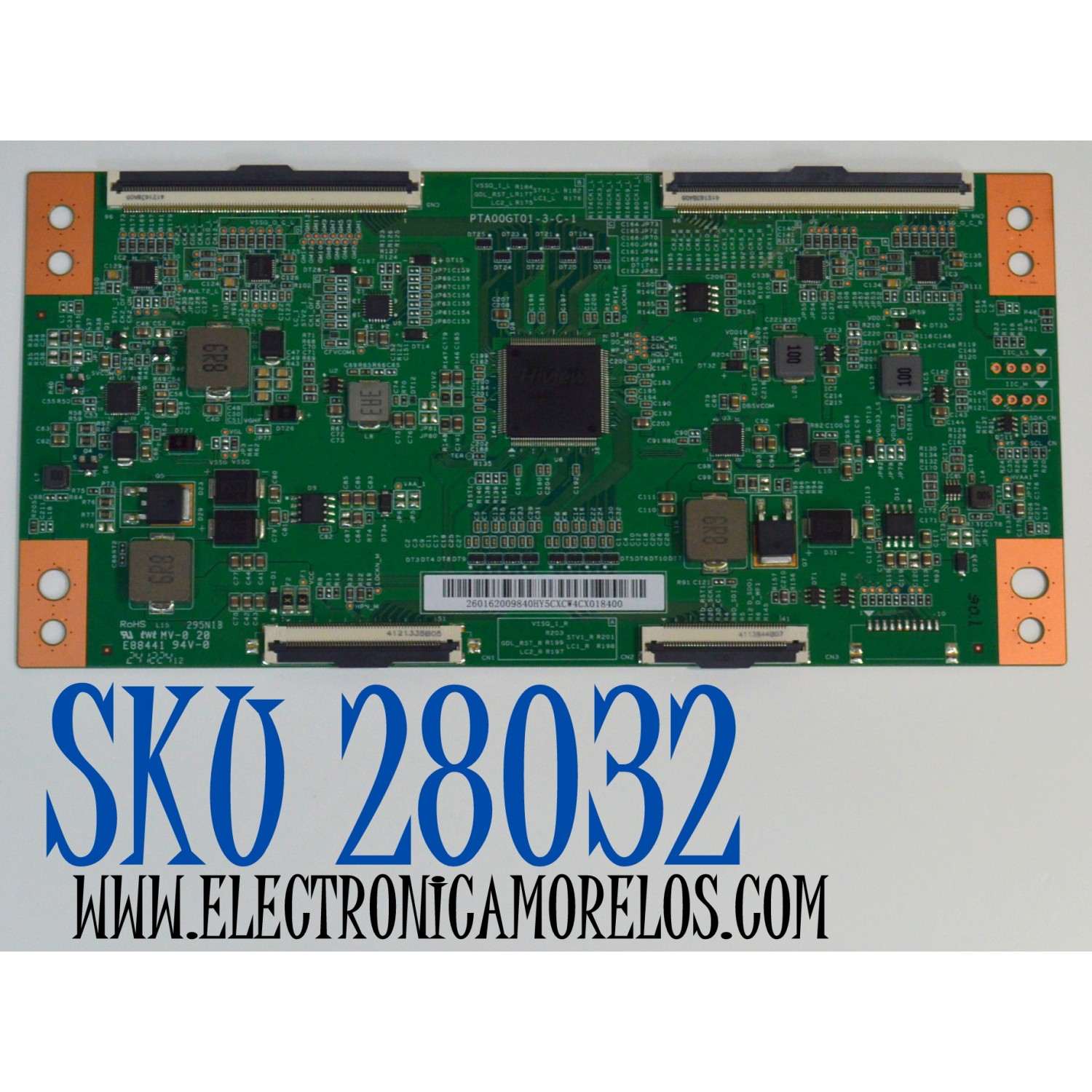 T-CON ORIGINAL PARA TV HISENSE / NUMERO DE PARTE 260162009840 / PTA00GT01-3-C-1 / 260162009840HY5CX / PANEL HD100H7U62-L8 / DISPLAY PTA00GT01-3 VER.1.0 / MODELO 100U70N - Imagen 1