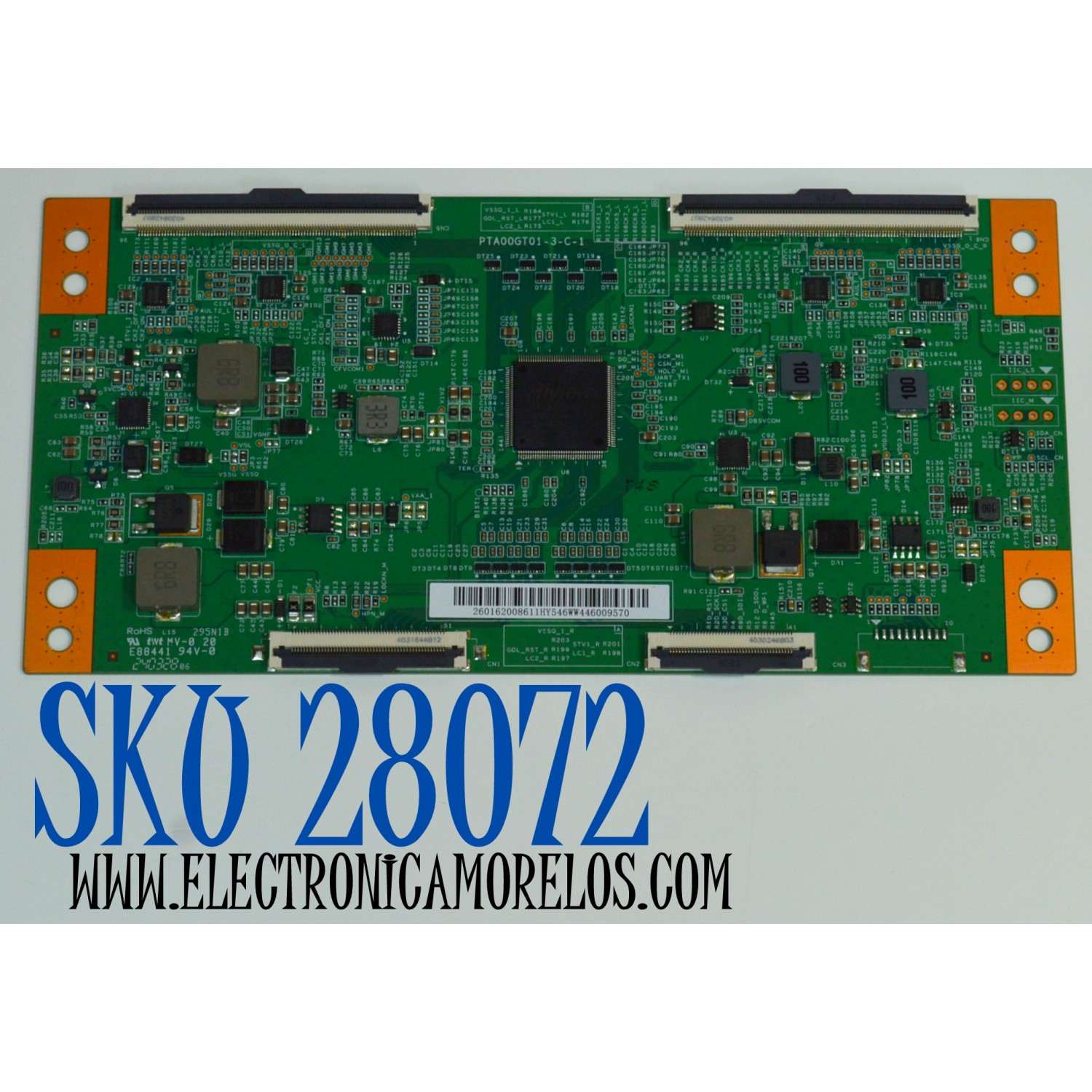 T-CON ORIGINAL PARA TV HISENSE / NUMERO DE PARTE 260162008611 / PTA00GT01-3-C-1 / 260162008611HY546W / PANEL HD100H7U62-L8 / DISPLAY PTA00GT01-3 VER.1.0 / MODELO 100U70N - Imagen 1