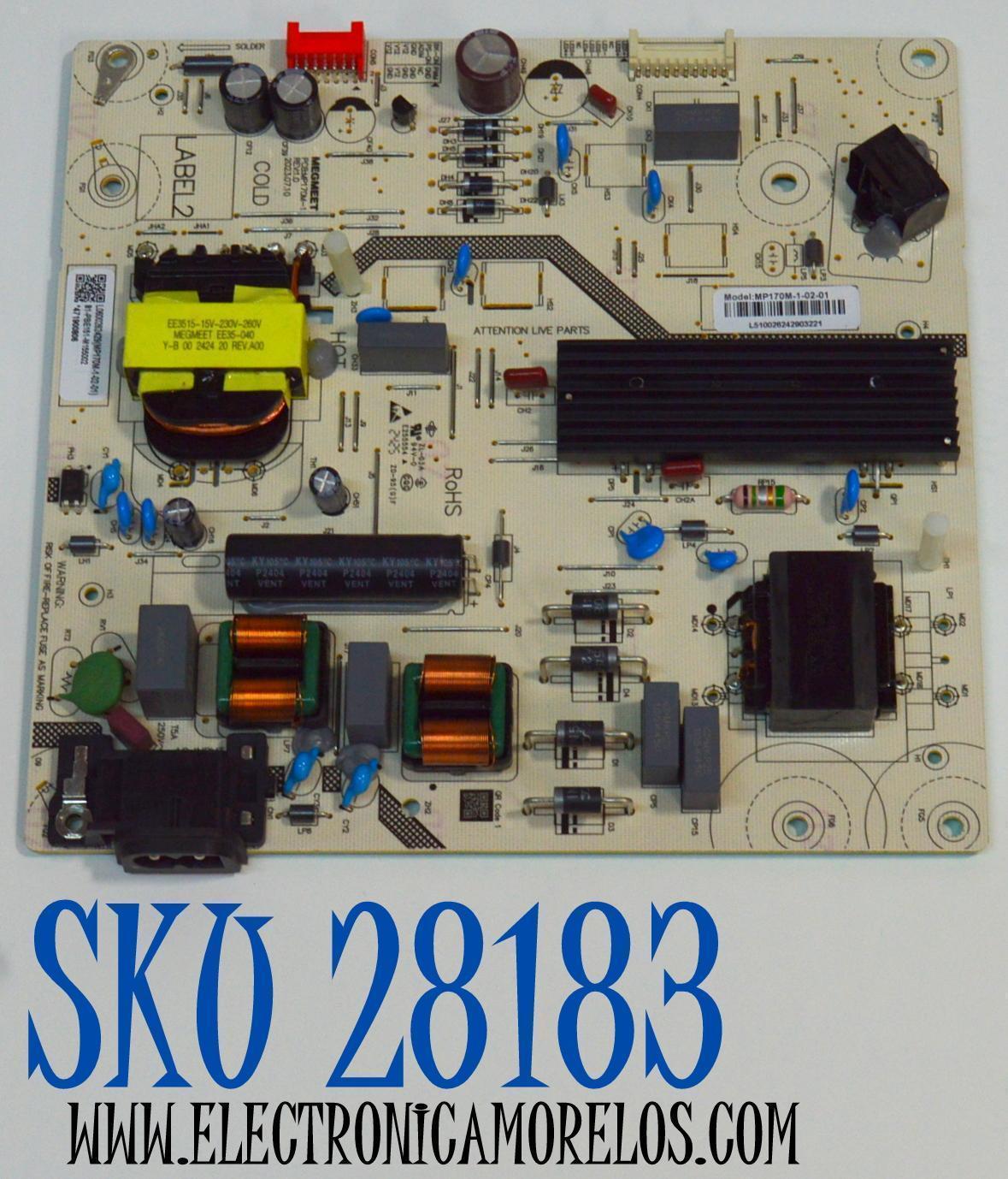 FUENTE DE PODER ORIGINAL PARA TV PHILIPS / NUMERO DE PARTE 81-PBE151-M155002 / MP170M-1 / MP170M-1-02-01 / L0600262429 / 471900806 / PANEL LVU650CSDX E1077 / T8-65D6290-LPY001 / DISPLAY ST6451D06-3 VER.2.2 / MODELO 65PUL7973/F7 / 65PUL7973/F7 A