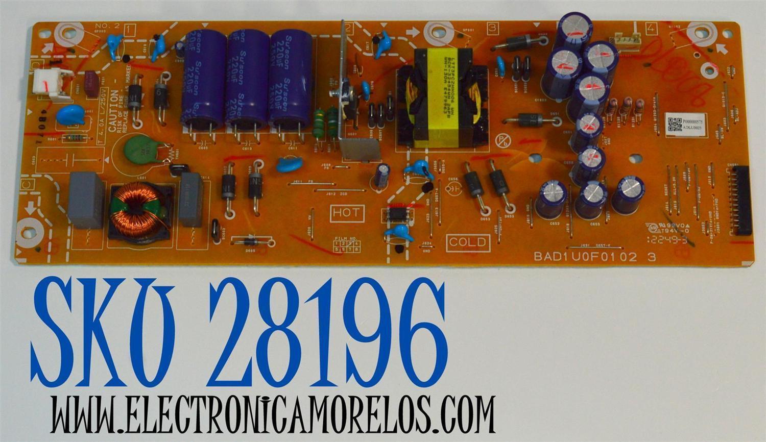 FUENTE DE PODER ORIGINAL PARA TV PHILIPS / NUMERO DE PARTE ADLU0023 / BAD1U0F01 02 3 / P000000575 / PANEL UCAUDXT-E100 / DISPLAY V500DJ7-QE1 REV.D1 / MODELO 50PUL7552/F7