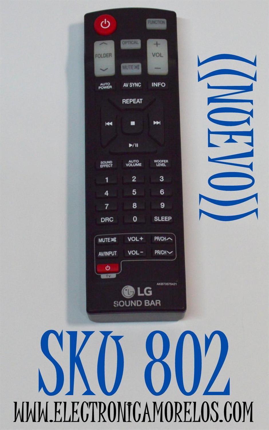 CONTROL REMOTO ORIGINAL NUEVO PARA SISTEMAS DE BARRA DE SONIDO LG / NUMERO DE PARTE AKB73575421 / HR-B104 / AKB73575401 / MODELO NB3530A / NB2520A / NB3532A / NB3530B / NB2530A / NB2420A / NB4530B / NB3520A / SH3B / SJ4Y / S33A1-D / LAS454B / S55A3-D