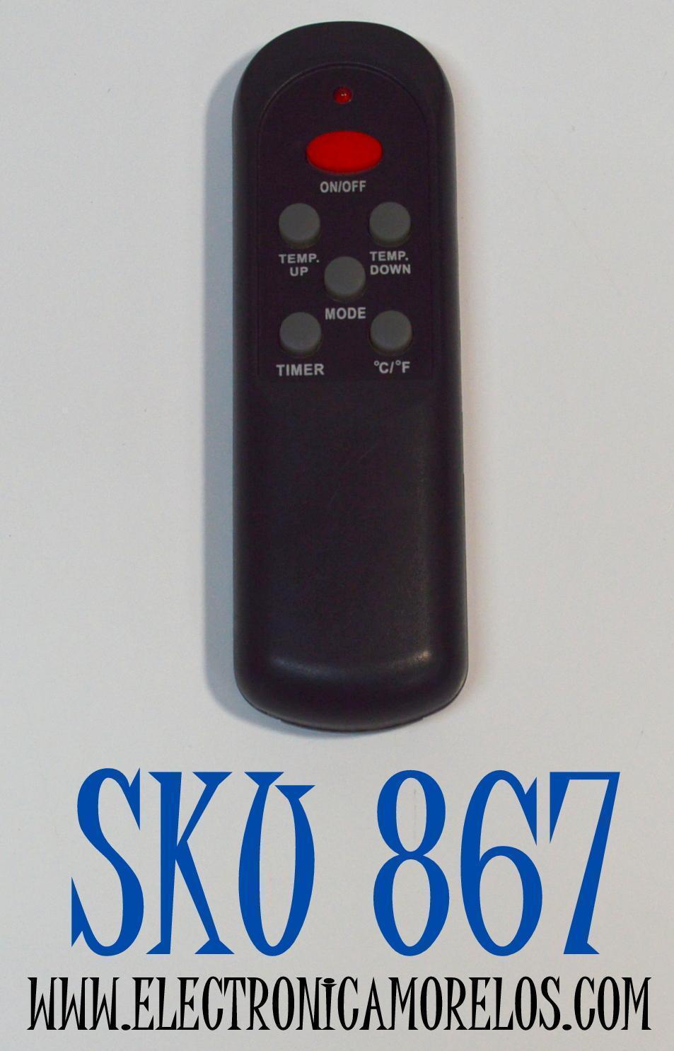 CONTROL REMOTO ORIGINAL PARA UN CALENTADOR ELECTRICO DE CUARZO INFRARROJO COMFORT GLOW / MARCAS COMPATIBLE COMO LIFESMART Y BEST COMFORT / NUMERO DE PARTE A520230104B003 / A520230104B003 / A520230606B10 / MODELO QEH1408 / QEH1500 / QEH1410 / QDE1320