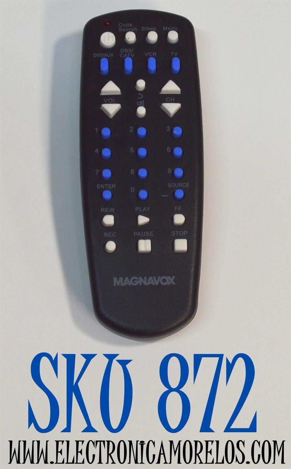 CONTROL REMOTO UNIVERSAL MAGNAVOX PARA TV. VCR. CATV. AUX. /  CONTROLAR HASTA 4 TIPOS DIFERENTES DE DISPOSITIVOS INCLUYENDO TELEVISORES  / RECEPTORES DE SATELITE / NUMERO DE PARTE MC345 / ZL-7012 - Imagen 1