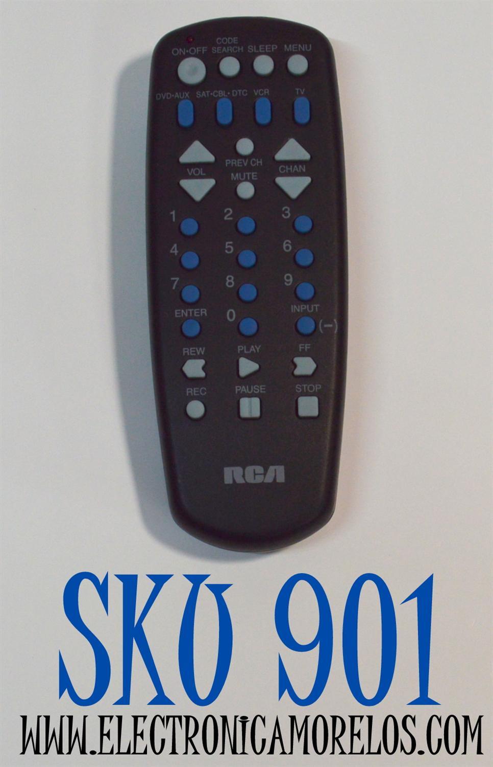 CONTROL REMOTO UNIVERSAL ORIGINAL RCA PARA CONTROLAR VARIOS DISPOSITIVOS INCLUYENDO TELEVISORES / REPRODUCTORES DE VCR / DVD / DECODIFICADORES CABLE / SATELITE / NUMERO DE PARTE RCU404N / RCU403 / RCU403N / RCU403SPR / RCU403A / R3150 / 2938CX