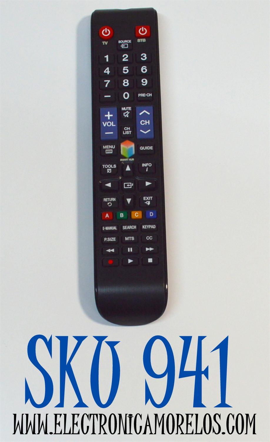 CONTROL REMOTO PARA TV SAMSUNG / NUMERO DE PARTE BN59-01178W / MODELO UN65H6203AFXZA / UN60H6203AFXZA / UN55H6203AFXZA / UN58H5202AFXZA / UN46H6203AFXZA / UN50H6203AFXZA / UN28H4500AFXZA / UN32H5201AFXZA / UN24H4500AFXZA / UN39H5204AFXZA / UN40H5203AFXZA
