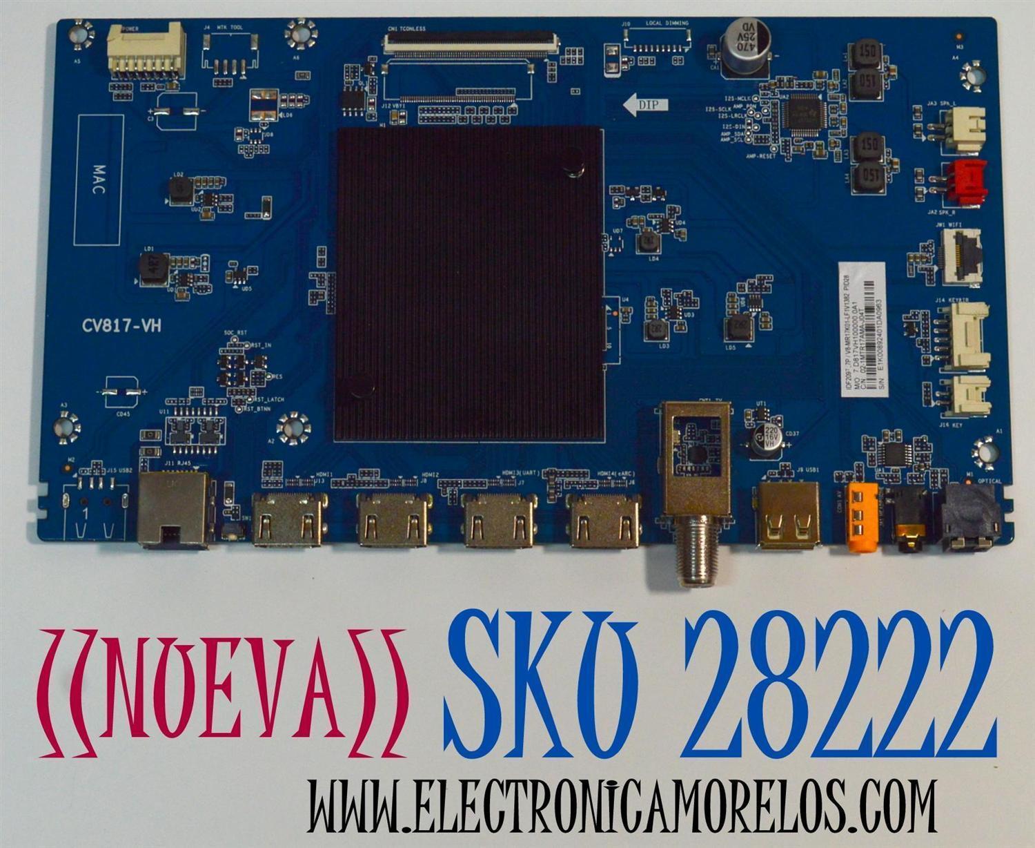 MAIN ORIGINAL NUEVA PARA TV JVC 4K UHD HDR RKO TV / NUMERO DE PARTE 02-1MTR17AMA-J04T / CV817-VH / 7.D817VH100000.0A1 / V8-MR17K01-LF1V382 / PANEL LVU550CSDX / DISPLAY ST5461D12-6 VER.2.2 / MODELO SI55URF