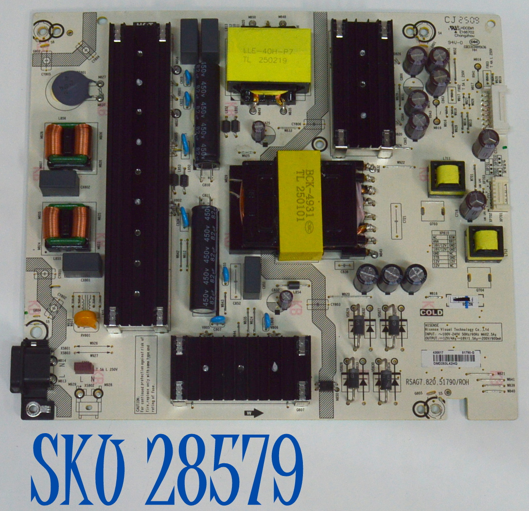 FUENTE DE PODER ORIGINAL PARA TV HISENSE / NUMERO DE PARTE 430817 / RSAG7.820.51790/ROH / 51790-G / CQC13134095636 / HDCEM1 / PANEL HD750K1U41-T0L5B1\ROH / DISPLAY JR745R3HD0Y / MODELO 75QD6QV / 75QD6QV 75Q60QUV