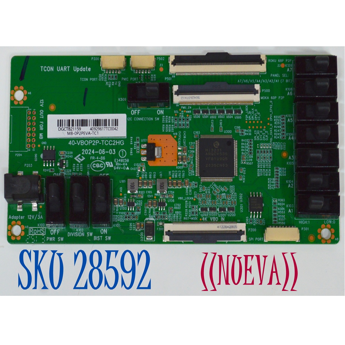 T-CON ORIGINAL NUEVA PARA TV / NUMERO DE PARTE M8-0P2PEVA-TC1 / 40-VBOP2P-TCC2HG / DGCTB21159 / 4029617TC0043