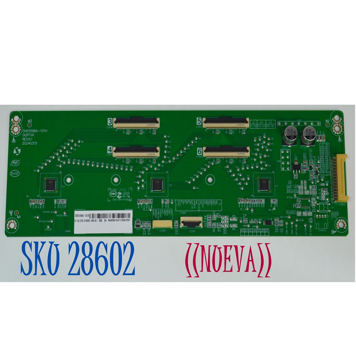 LED DRIVER ORIGINAL NUEVA PARA TV ROKU / HISENSE / NUMERO DE PARTE  81-BLI24X-H140002 / SHE5596A-101H / DLBT191 / MODELO 55R6C7 / 55R6CX