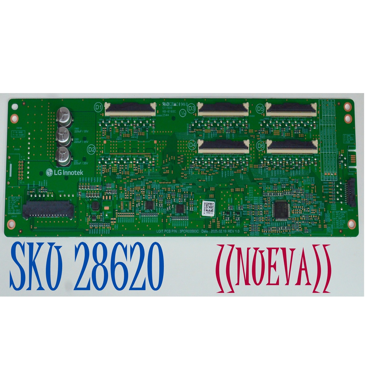 LED DRIVER ORIGINAL NUEVA PARA TV LG / NUMERO DE PARTE 81-BLI24X-L240001 / 3PCR03583C / EPLH50CF1A / 81-BLI24X-L240001 V1.03 / 02D6A38E / CTI600 / KB-6160C / MODELO 65"