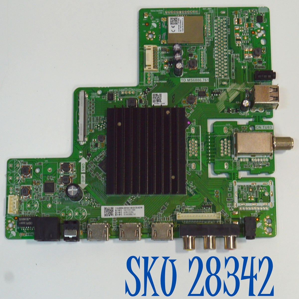 MAIN ORIGINAL PARA TV HYUNDAI 4K UHD HDR ANDROID TV / NUMERO DE PARTE 260102017400 / TD.MS6886.761 / 4100123785 / 1110-4000094 / 201226-A02109 / PANEL HK580WLEDM-JH05A / DISPLAY PT580GT02-1 VER.1.1 / MODELO HYLED5806A4KM