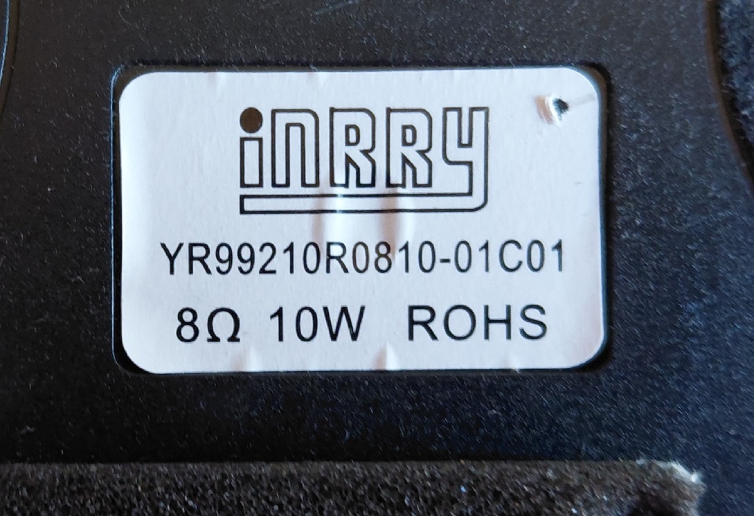 KIT DE BOCINAS ORIGINAL PARA TV ONN ( 2 PIEZAS) / NUMERO DE PARTE: YR99210R0810-01C01/ 8Ω / 10W ROHS / DISPLAY SG9751D01-1 VER.2.1 / MARCA DEL PANEL INRRY /MARCA ONN ROKU TV / MODELO 100146865 98" - Imagen 3