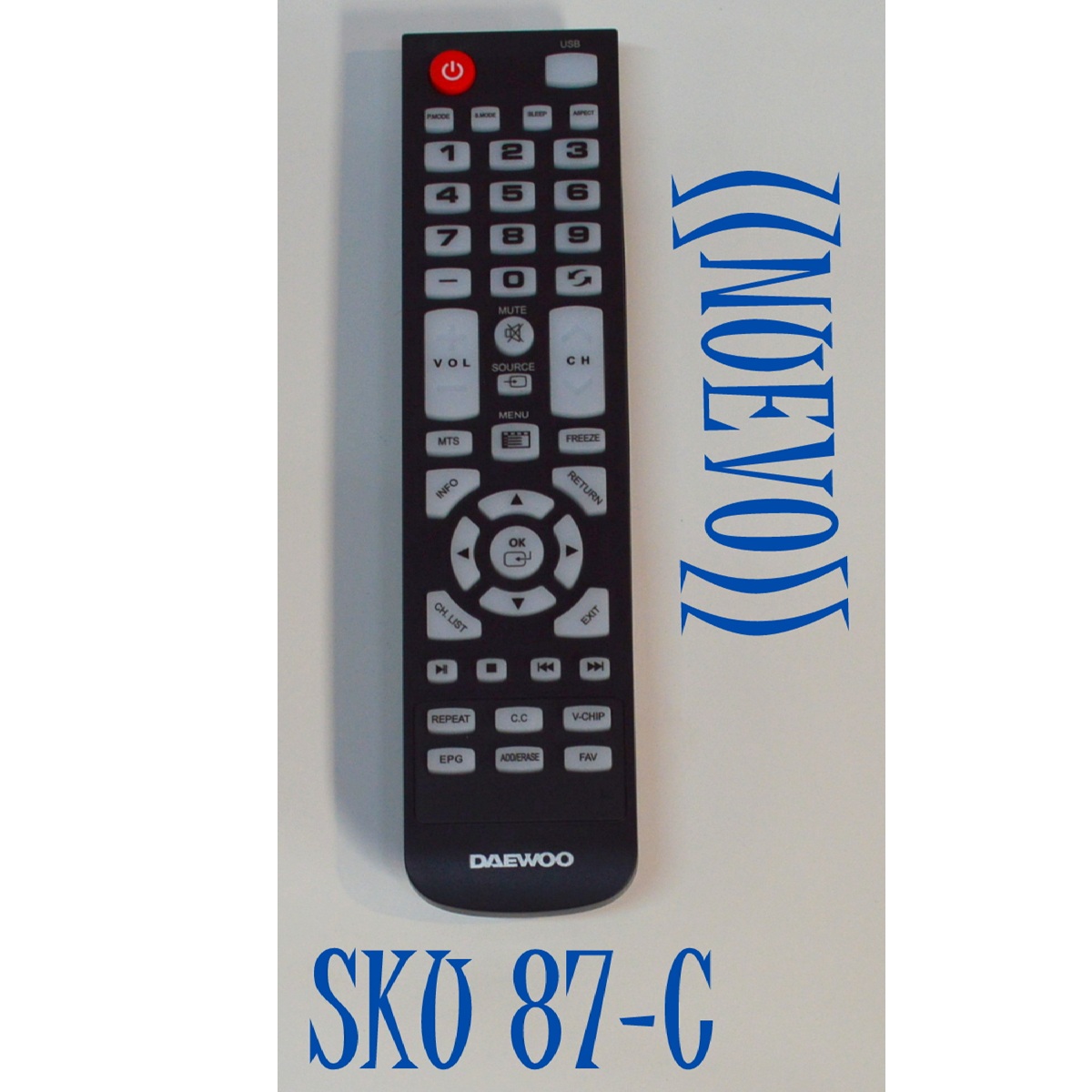 CONTROL REMOTO ORIGINAL NUEVO PARA TV DAEWOO / NUMERO DE PARTE 34038845 / DC040-KK-EB08 / YDX-100-1 / XHY-353-3 / WS-1688-2 / MODELO DAW32H