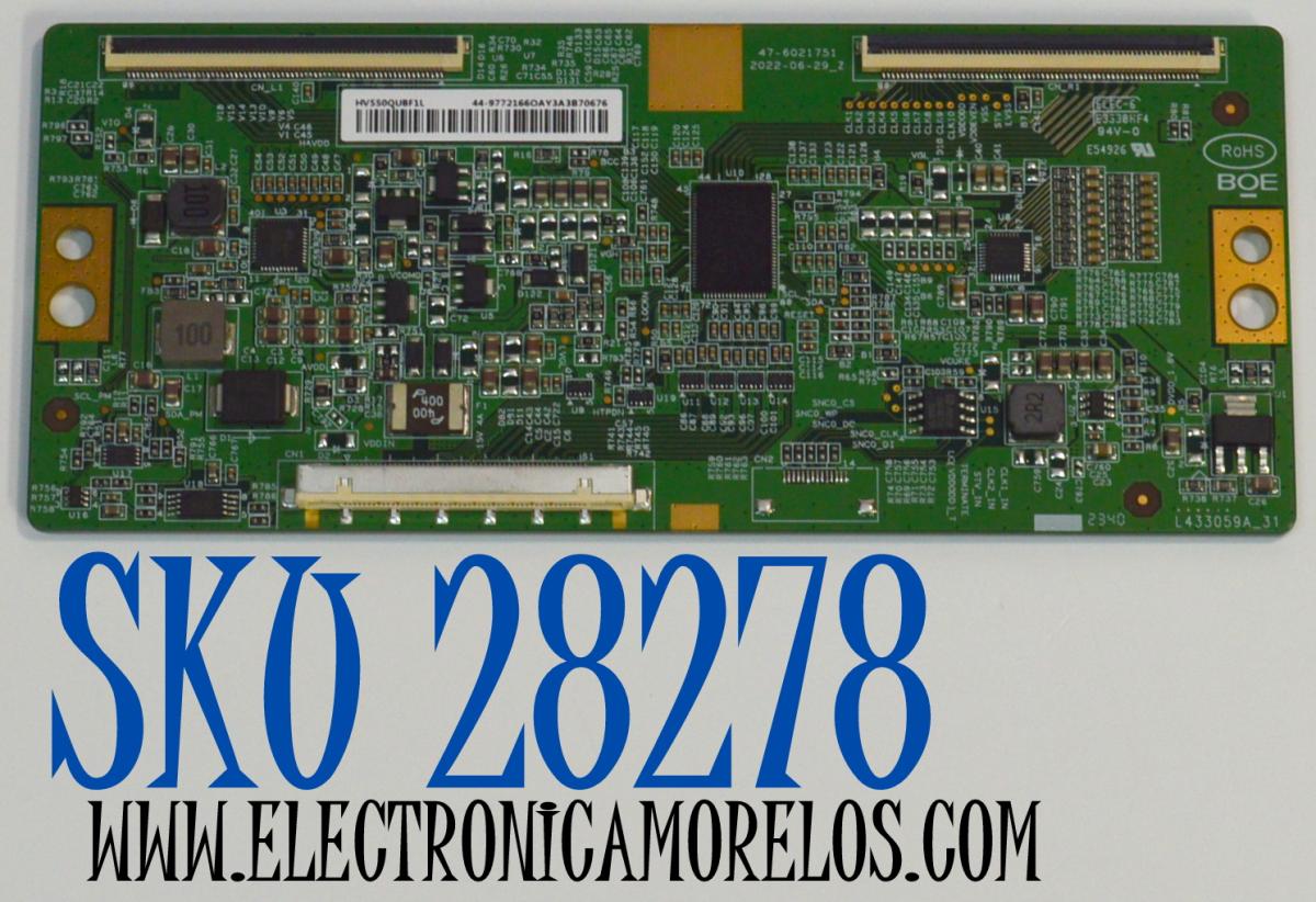 T-CON ORIGINAL PARA TV SONY / NUMERO DE PARTE 44-97721660 / 47-6021751 / HV550QUBF1L / 44-9772166O / PANEL YSCM055CCO11 / DISPLAY HV550QUB-F1K / MODELO KD-55X80CK / KD55X80CK
