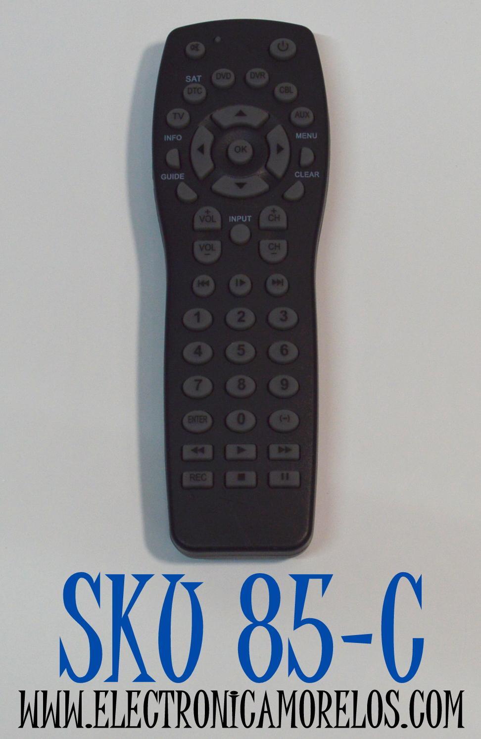 CONTROL REMOTO PARA OPERAR MULTIPLES DISPOSITIVOS DE ENTRENIMIENTO COMO TV / DVD / DVR / CABLE / SAT / AUX / ES COMPATIBLE CON UNA VARIEDAD DE MARCAS Y MODELOS / NUMERO DE PARTE LM-1079