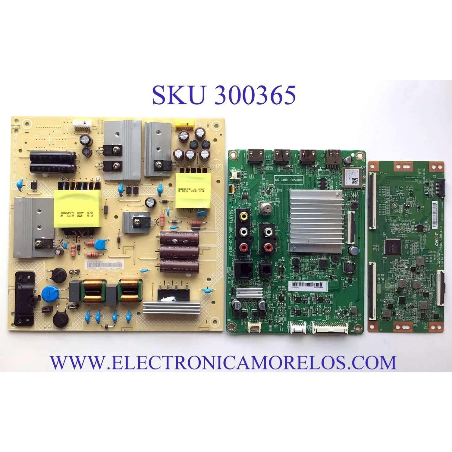 KIT DE TARJETAS PARA TV VIZIO 4K HDR SMART TV / NUMERO DE PARTE MAIN GXKCB02K025 / 715GA874-M0C-B00-004G / FUENTE ADTVJ1812ABH / 715G9165-P01-002-003M / T-CON CV580U1-T01-CB-1 / PANEL TPT580B5-U1T01.D / MODELOS V585-H11 LTCHZILW / V585-H11 LTCHZINW