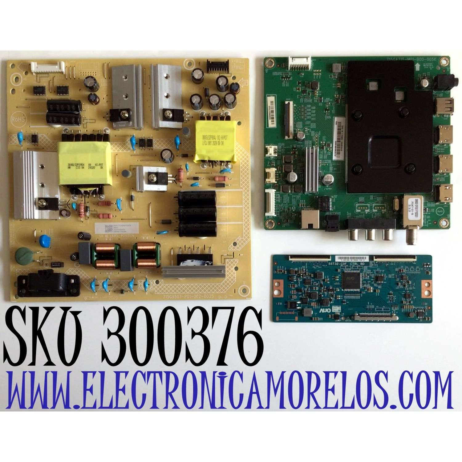 KIT DE TARJETAS PARA TV INSIGNIA  / MAIN XKCB02K001 / 715GA715-M01-B00-005K / 715GA715-M01-B00-005G / T-CON / 5543T10C03 / FUENTE PLTVJQ351XXF6 / 715G9507-P01-002-003S / PANEL TPT430U3-QVN03.U REV:S0B1Y / DISPLAY T430QVN03.0 / MODELO NS-43DF710NA21