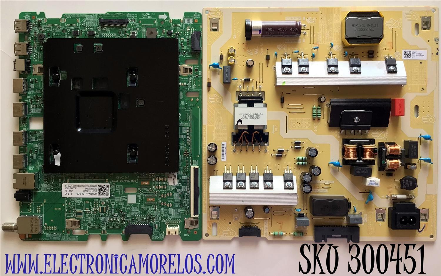 KIT DE TARJETAS PARA TV SAMSUNG MAIN BN94-15822D / BN41-02749A / BN97-18104A / FUENTE BN44-01062A / L55E8_TSM / BN4401062A/ PANEL CY-RT055FGAV4H / MODELO QN55Q7DTAFXZA AB04