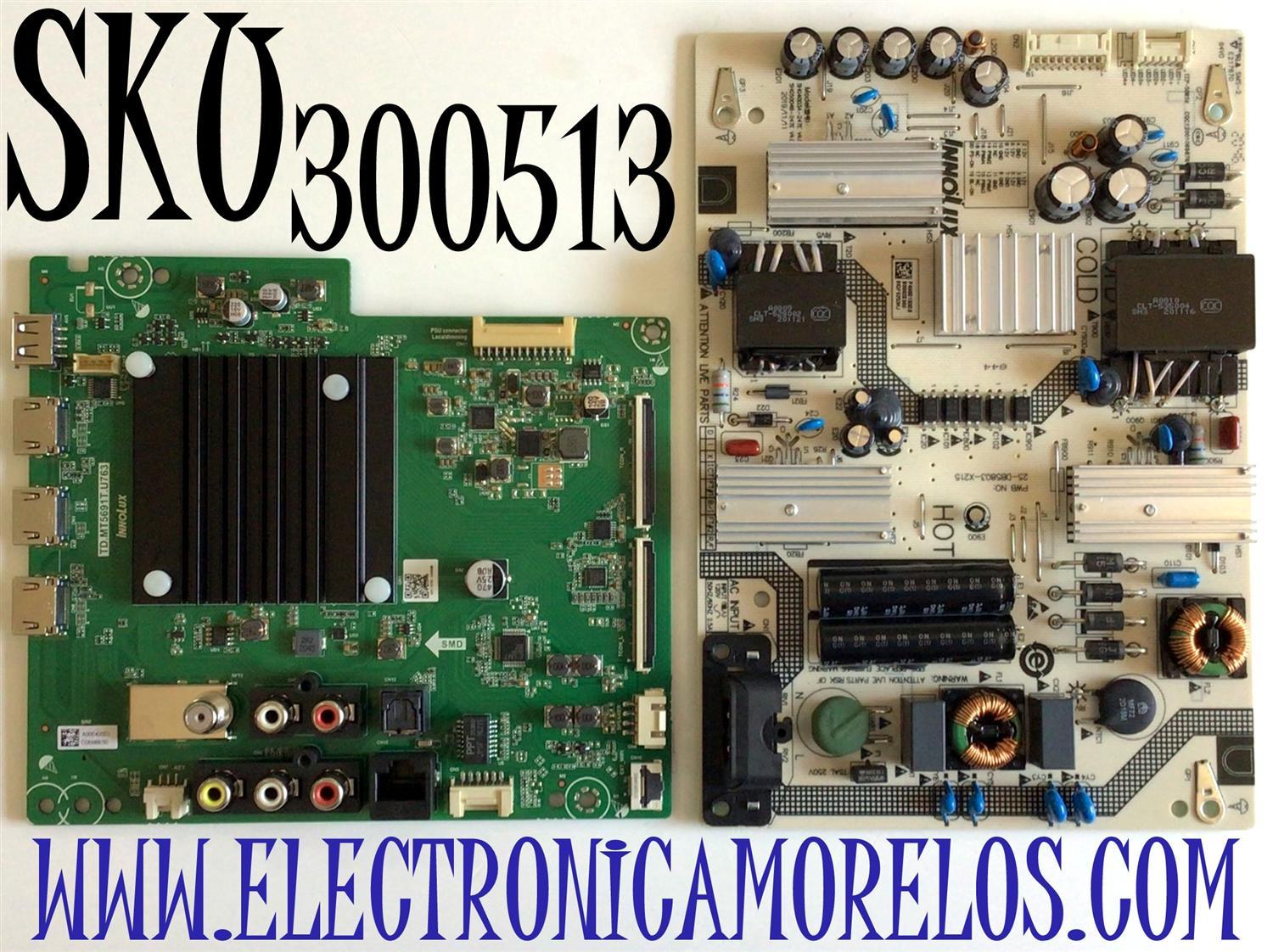 KIT DE TARJETAS PARA TV VIZIO 4K UHD HDR SMART TV / NUMERO DE PARTE MAIN TD.MT5691T.U763 / 2605M66A0 / A0004200J / FUENTE P400D103DB / PW.95W2.681_V405-H9_V3 / 25-DB5803-X215 / SHG4003A-247E / PANEL V400DJ2-D03 REV.C1 / MODELO V405-H19 / V405-H19 LIAIZA