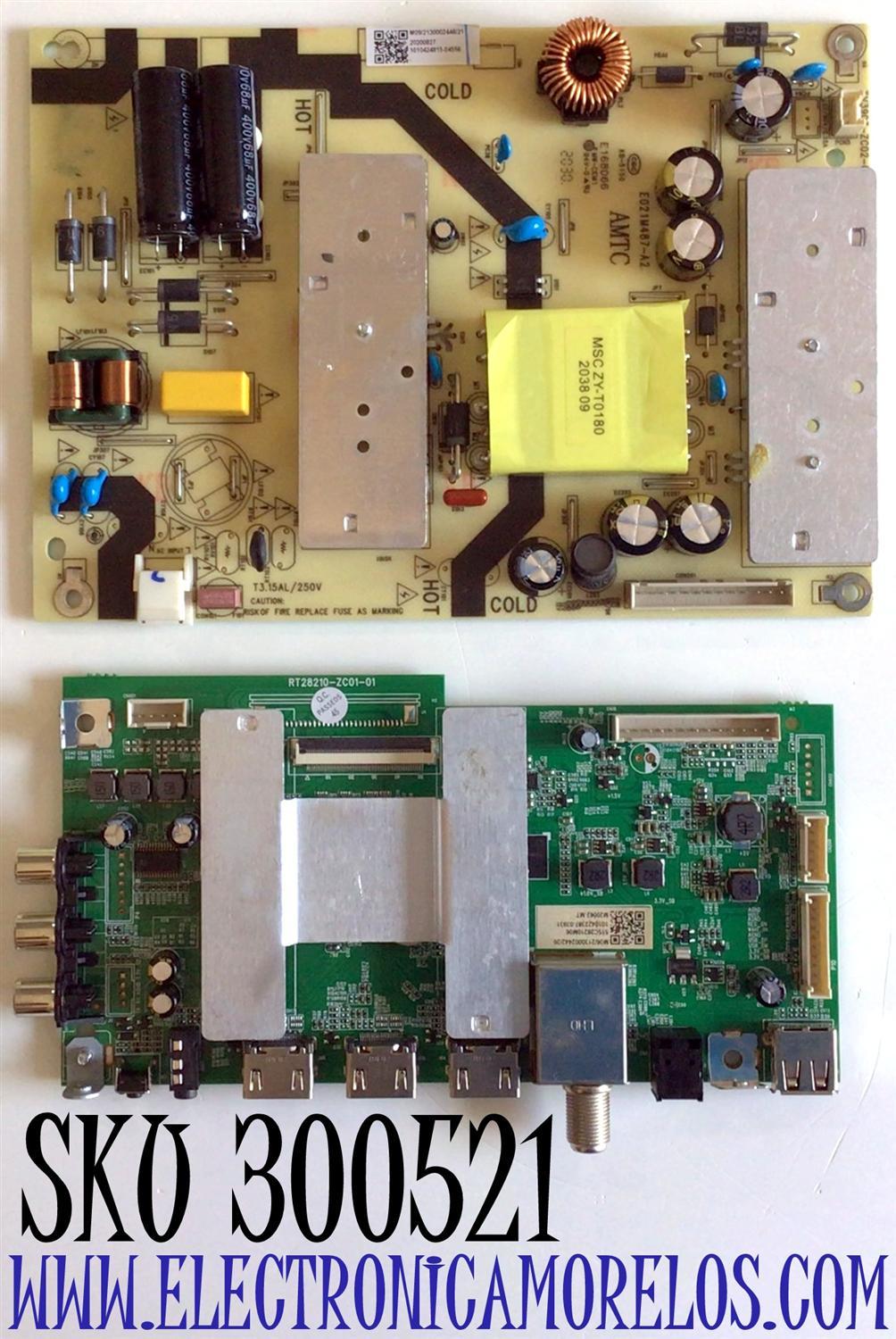 KIT DE TARJETAS PARA TV ONN ORIGINAL / MAIN 515C28210M06 / RT28210-ZC01-01 / 2E02740A0 / KB6160A / E503744 / 515C28210M06 / FUENTE 514C3903M09 / TV3903-ZC02-01 / E021M487-A2 / E168066 / KB-5150 / PANEL JE415D3HA0L / MODELO 100018254 42 PULGADAS