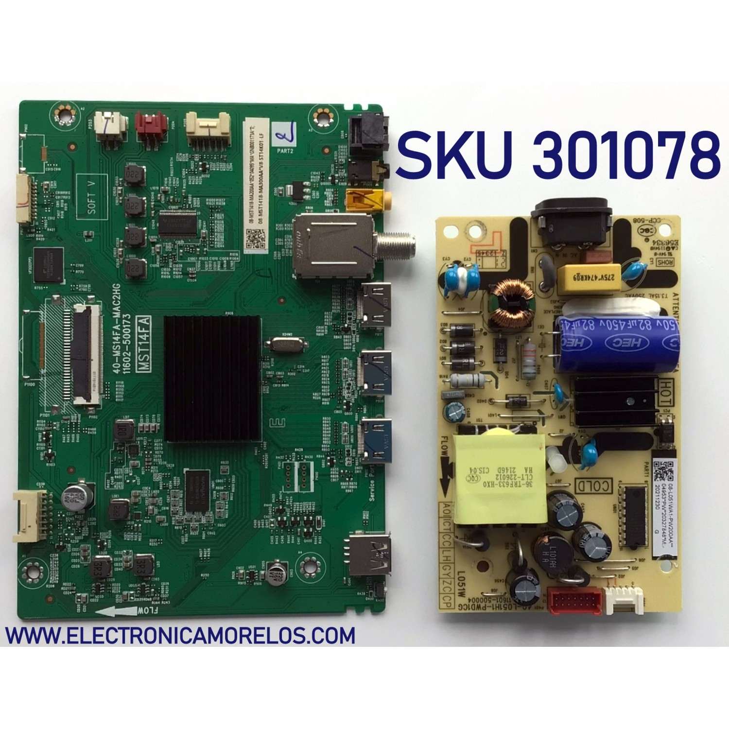 KIT DE TARJETAS PARA TV TCL / MAIN 08-MST1418-MA200AA / 40-MS14FA-MAC2HG / 11602-500173 / FUENTE 08-L051WA1-PW200AA / 40-L051H1-PWD1CG / PANEL LVF320NDEL KJ9W01 / DISPLAY PT320CT01-3 VER.1.3 / MODELO 32S327