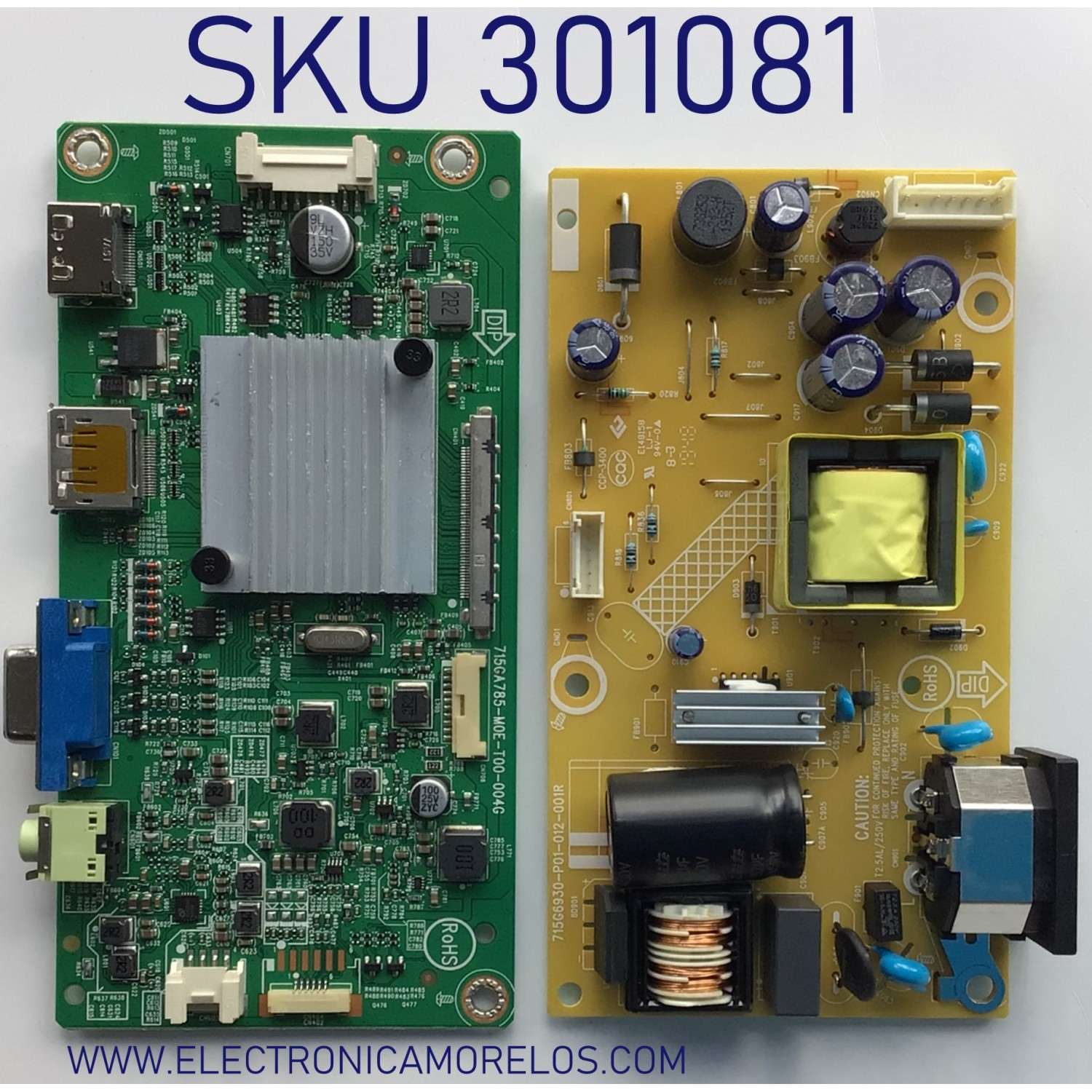 KIT DE TARJETAS PARA MONITOR ASUS / MAIN (Q)GQJCB0CA022 / 715GA785-M0E-T00-004G / FUENTE (Q)JB321KQXK / 715G6930-P01-012-001R / PANEL TPM238WF1-LF1F.Q REV:03A / MODELO VG249Q