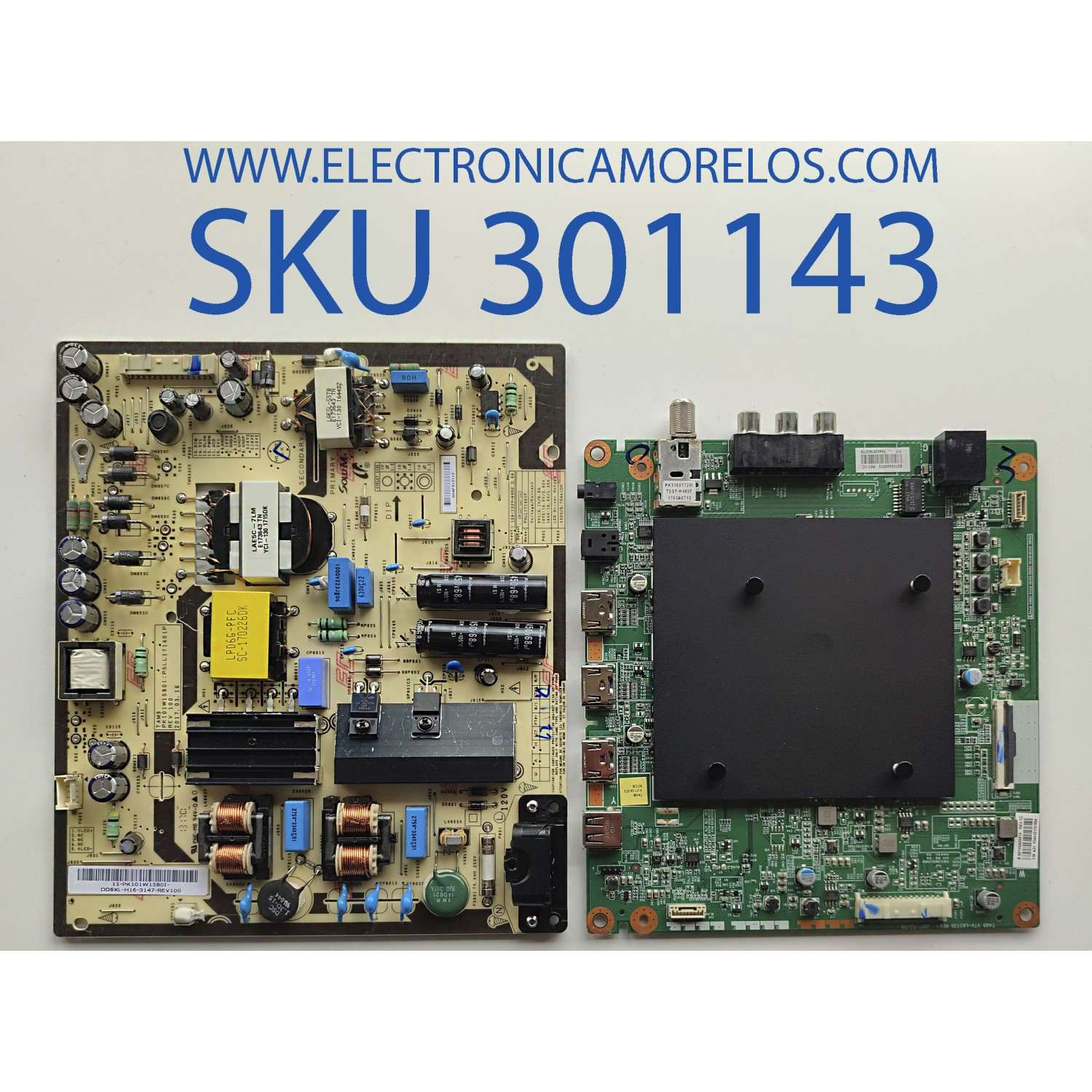 KIT DE TARJETAS PARA TV TOSHIBA / MAIN 691V0A00010 / VTV-L65730 REV:1 / 631V0A00010 / FUENTE PK101W1580I / PSLL171401P / PANEL K550WDRA / MODELO 55L711U18
