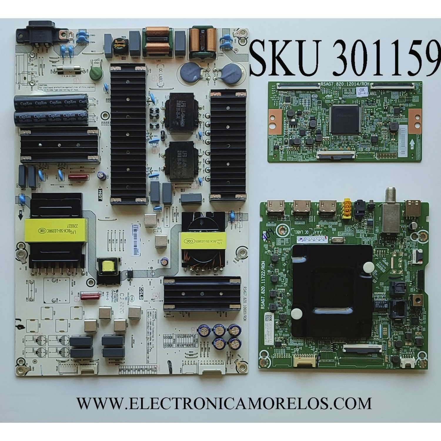 KIT DE TARJETAS PARA HISENSE·ROKU TV / MAIN 311981 / RSAG7.820.11722/ROH / 311982 / 75A53FUR / T-CON 308271 / RSAG7.820.12014/ROH / 313063 / FUENTE 318214 / RSAG7.820.10689/ROH / PANEL HD750Y1U72-TBL2K2 / MODELO 75R6030G / 75R6E4 75A53FUR