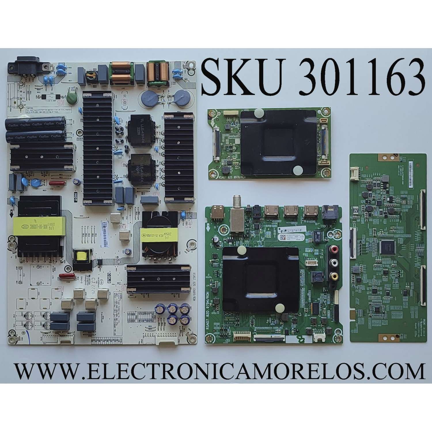KIT DE TARJETAS PARA TV HISENSE·ROKU TV 4K·UHD·HDR / MAIN 264185 / RSAG7.820.9794/ROH / 264186 / FUENTE 318214 / RSAG7.820.10689/ROH / T-CON 44-9771389O / LED DRIVER 246548 / RSAG7.820.8978/ROH / PANEL HD750S3U72-TAB1\S2\GM\ROH / MODELO 75R6E3