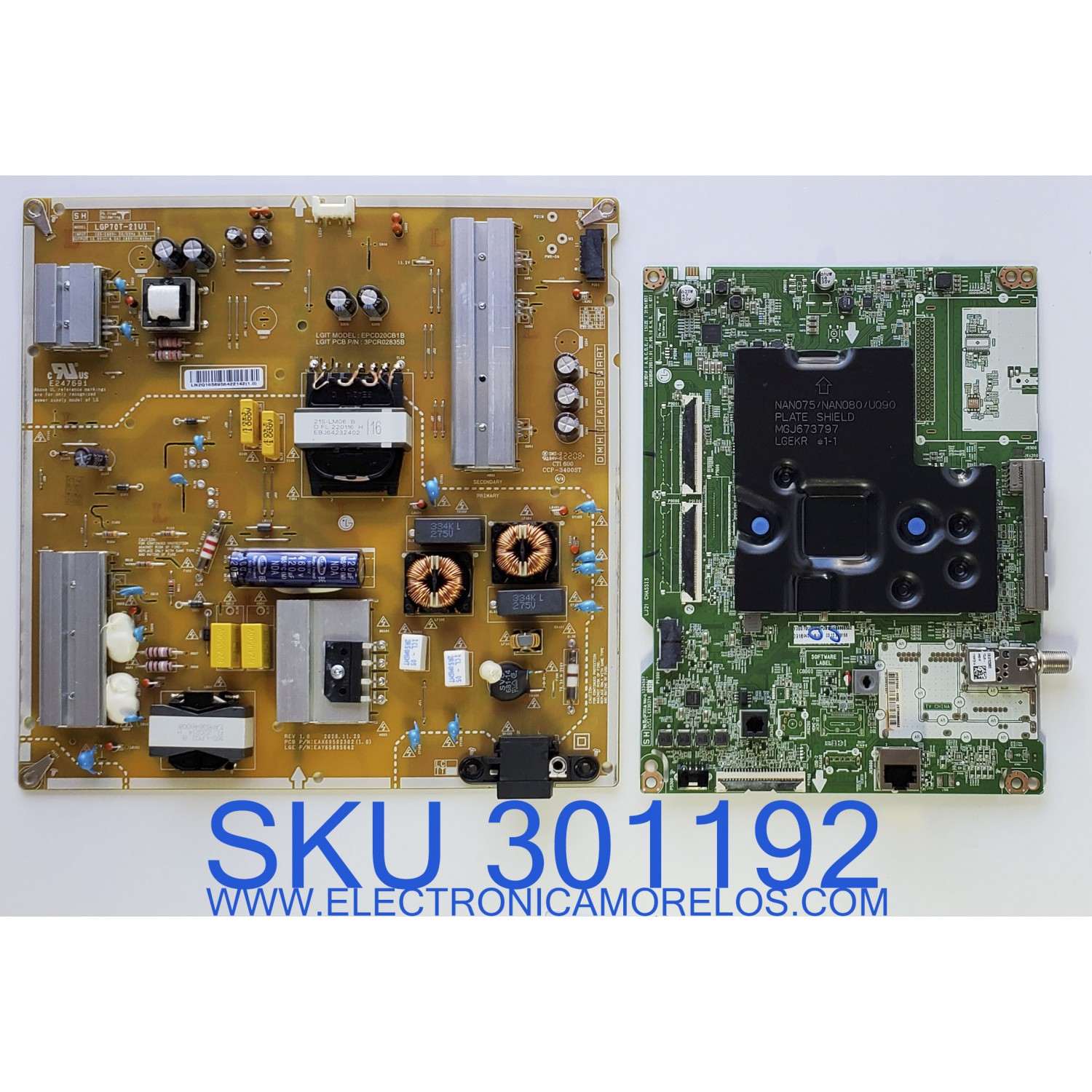 KIT DE TARJETAS PARA TV LG / MAIN EBT66966502 / EAX69581205(1.0) / FUENTE EAY65895642 / EAX69502302(1.0) / LGP70T-21U1 / PANEL NC700TQG-VSKH5 / MODELO 70UQ7070ZUD.BUSMLKR
