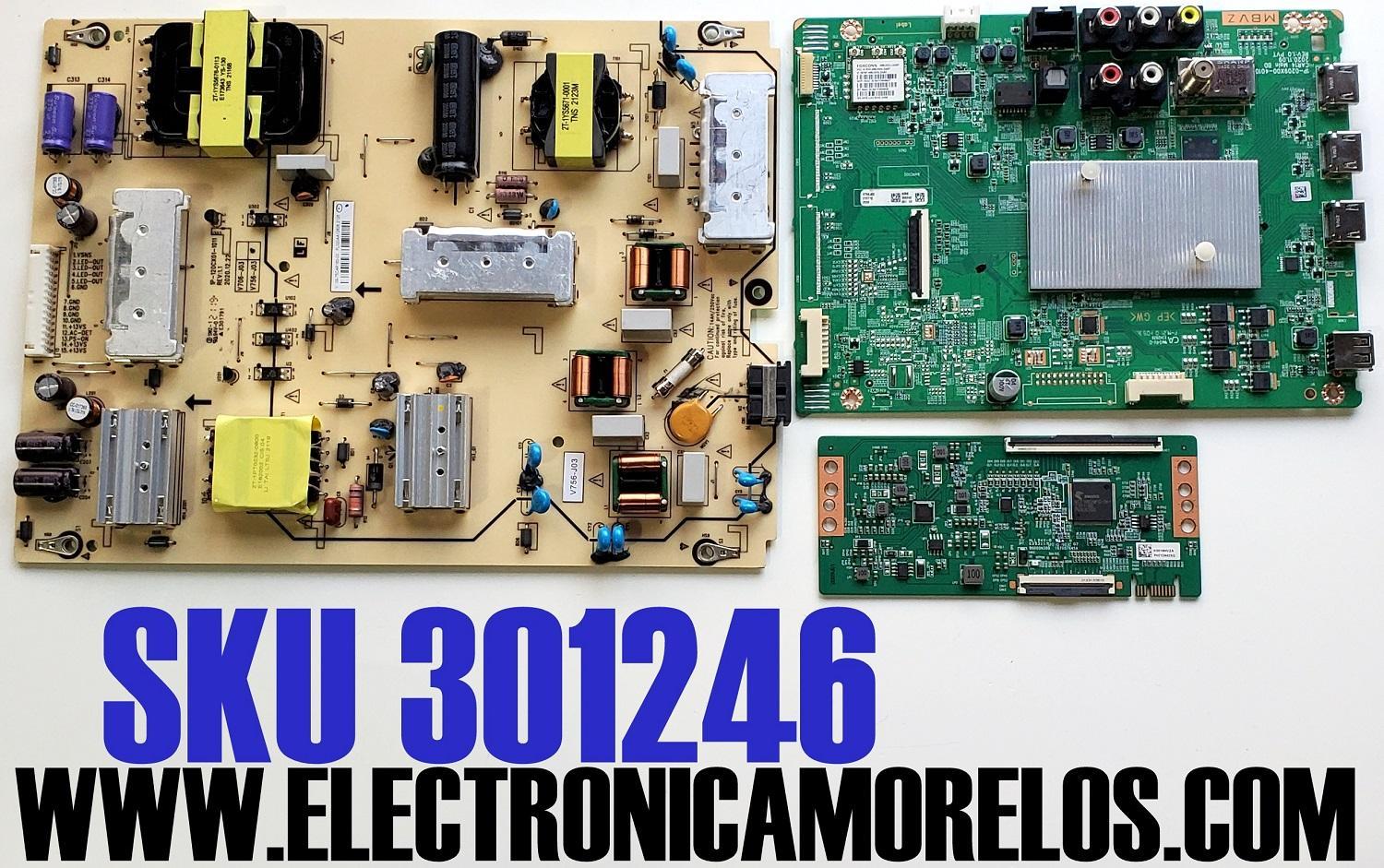 KIT DE TARJETAS PARA TV VIZIO / MAIN V756J03 608 / 1P-0209X00-4010 / Y8389608B / 1P-0211X00-4011 / 1P-0211C00-4011 / T-CON K0018HVZA / BG000N300 / 167007645A / FUENTE 09-75CAR160-00 / 1P-120CX01-1011 / V756-J03 / DISPLAY JR745R3HA4K / MODELO V756-J03