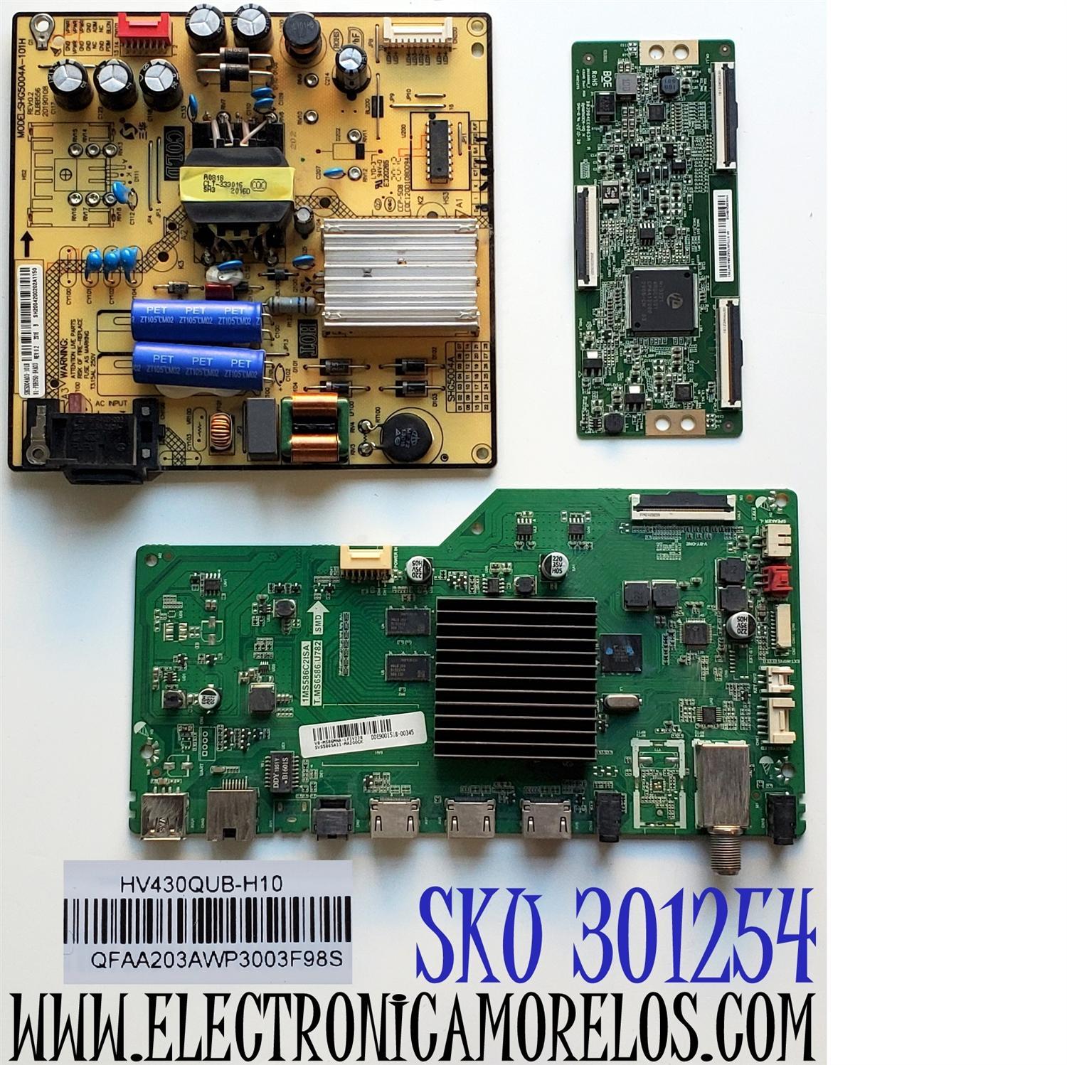 KIT DE TARJETAS PARA TV DAEWOO 4K SMART / MAIN SVS586SA11-MA200CK / T.MS6586.U782 / 1MS586C2ISA / V8-MS86MNA-LF1V / T-CON 44-9771497O / HV430QUBH10 / 47-6021275 / 44-97714970 / FUENTE 81-PBE050-H4A03 / SHG5004A-101H / SHG5004A03-101H / MODELO U43A8500TN